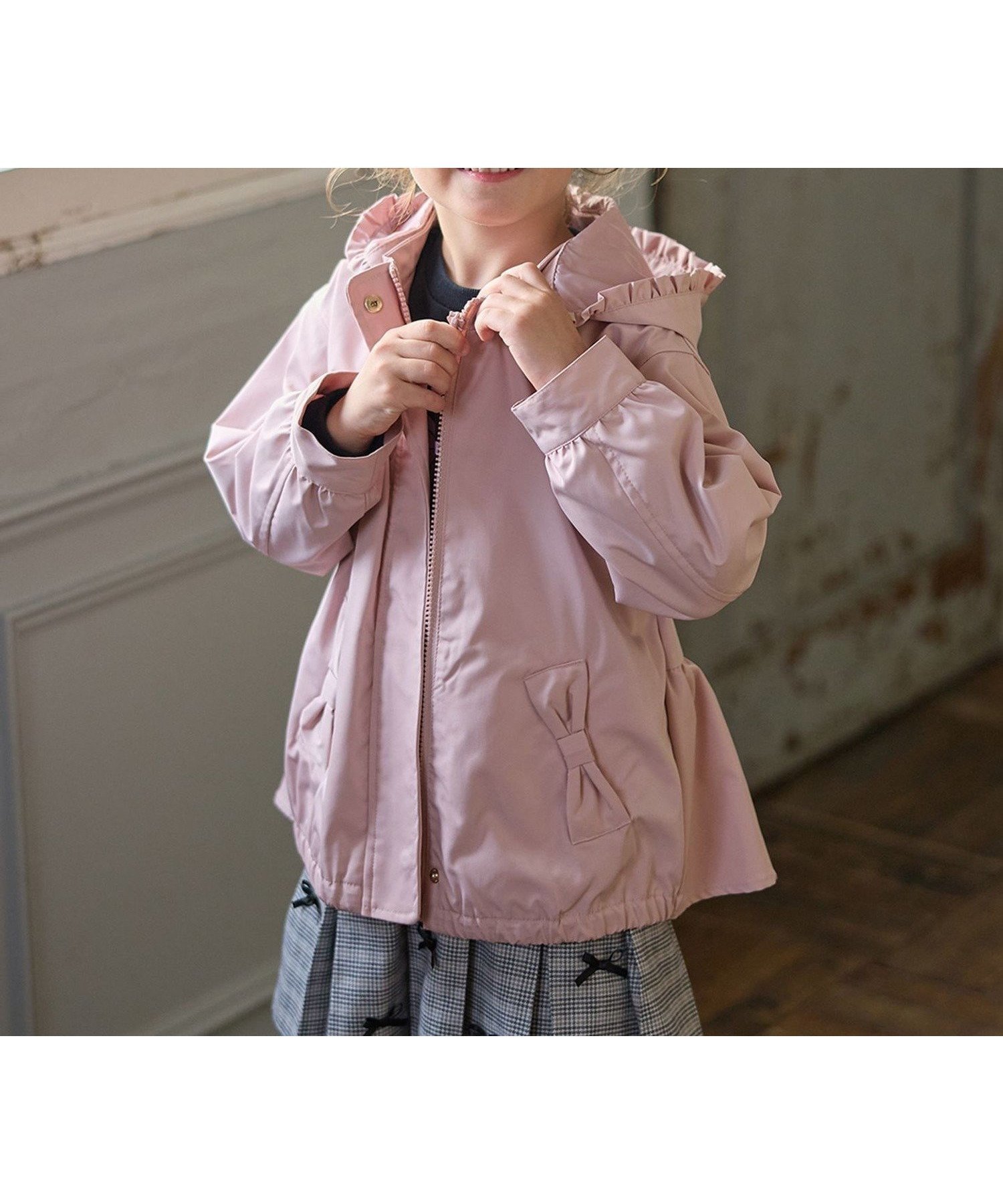 【エニー/ANY / KIDS】の【フードが外れる/ドッキング可能】ニャウンパ 人気、トレンドファッション・服の通販 founy(ファニー) 　ファッション　Fashion　キッズファッション　Fashion for Kids　秋　Autumn　ガーリー　Girly, Feminine Style　チェック　Check, Plaid, Tartan　ドッキング　Docking, Mixed Material　ネコ　Cat, Feline Motif　パーカー　Hoodie, Parka　ブルゾン　Blouson, Bomber Jacket　ポケット　Pocket, Pocket Detail　リボン　Ribbon, Bow　ループ　Loop, Loop Knit　ロング　Long, Long-Length　冬　Winter / This Winter　おすすめ　Recommended / Our Picks　 other-1|ID: prp329100004694989 ipo3291000000034087587