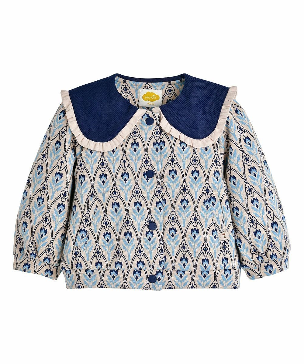 【モイモルン/moimoln / KIDS】のアーチフラワージャケット インテリア・キッズ・メンズ・レディースファッション・服の通販 founy(ファニー) 　ファッション　Fashion　キッズファッション　Fashion for Kids　アウター　Coat Outerwear /Kids　ジャケット　Jacket, Outerwear　フリル　Frill, Ruffle　ネイビー|ID: prp329100004694995 ipo3291000000033902647