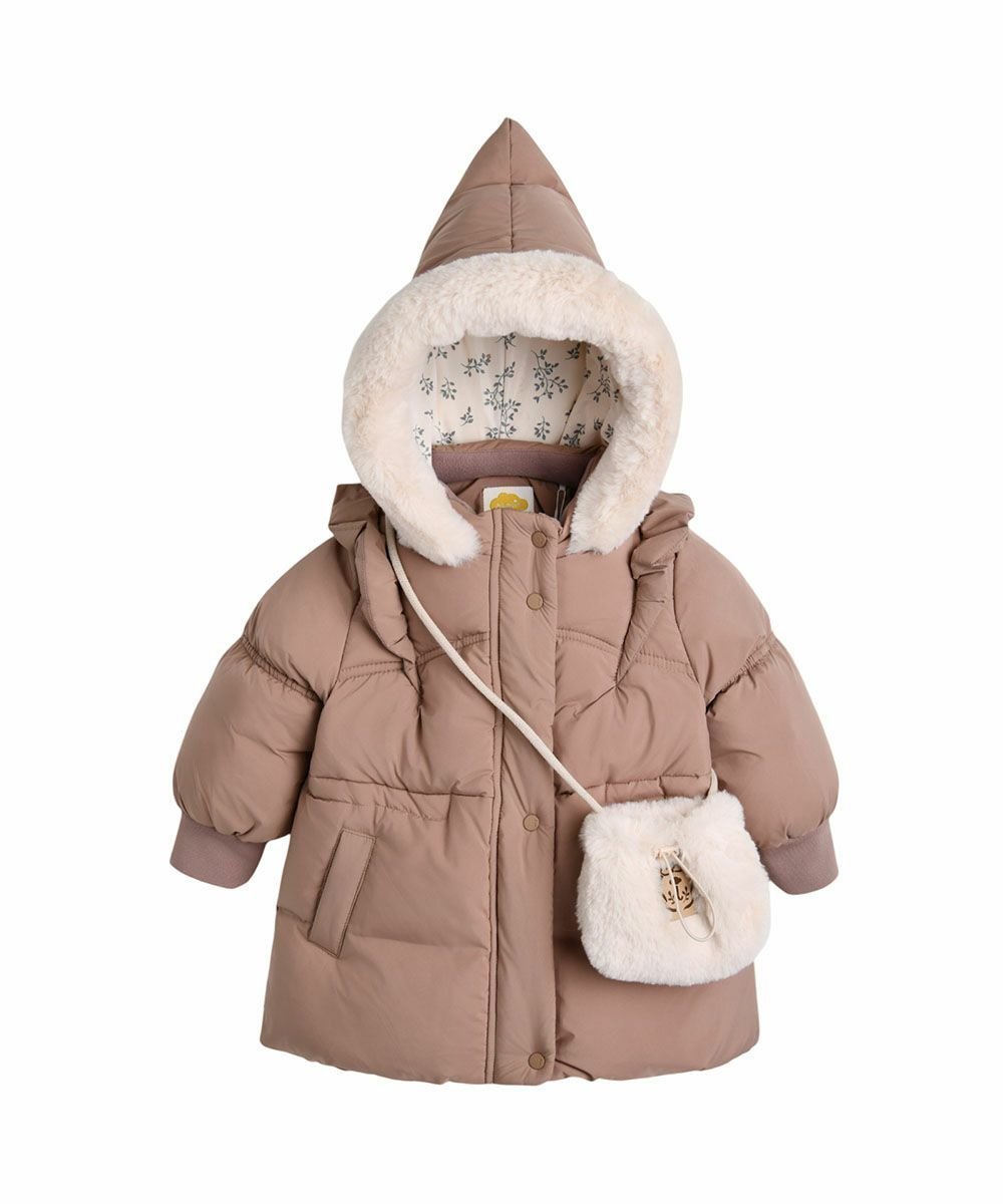【モイモルン/moimoln / KIDS】の【ReRe】リーフジャンパー ポシェット インテリア・キッズ・メンズ・レディースファッション・服の通販 founy(ファニー) 　ファッション　Fashion　キッズファッション　Fashion for Kids　ストリング　String, Drawstring　ダウン　Down, Puffer　フィット　Fit, Slim Fit　ポシェット　Pochette, Mini Bag　リーフ　Leaf, Botanical Leaf　ロング　Long, Long-Length　ブラウン|ID: prp329100004695036 ipo3291000000033903095