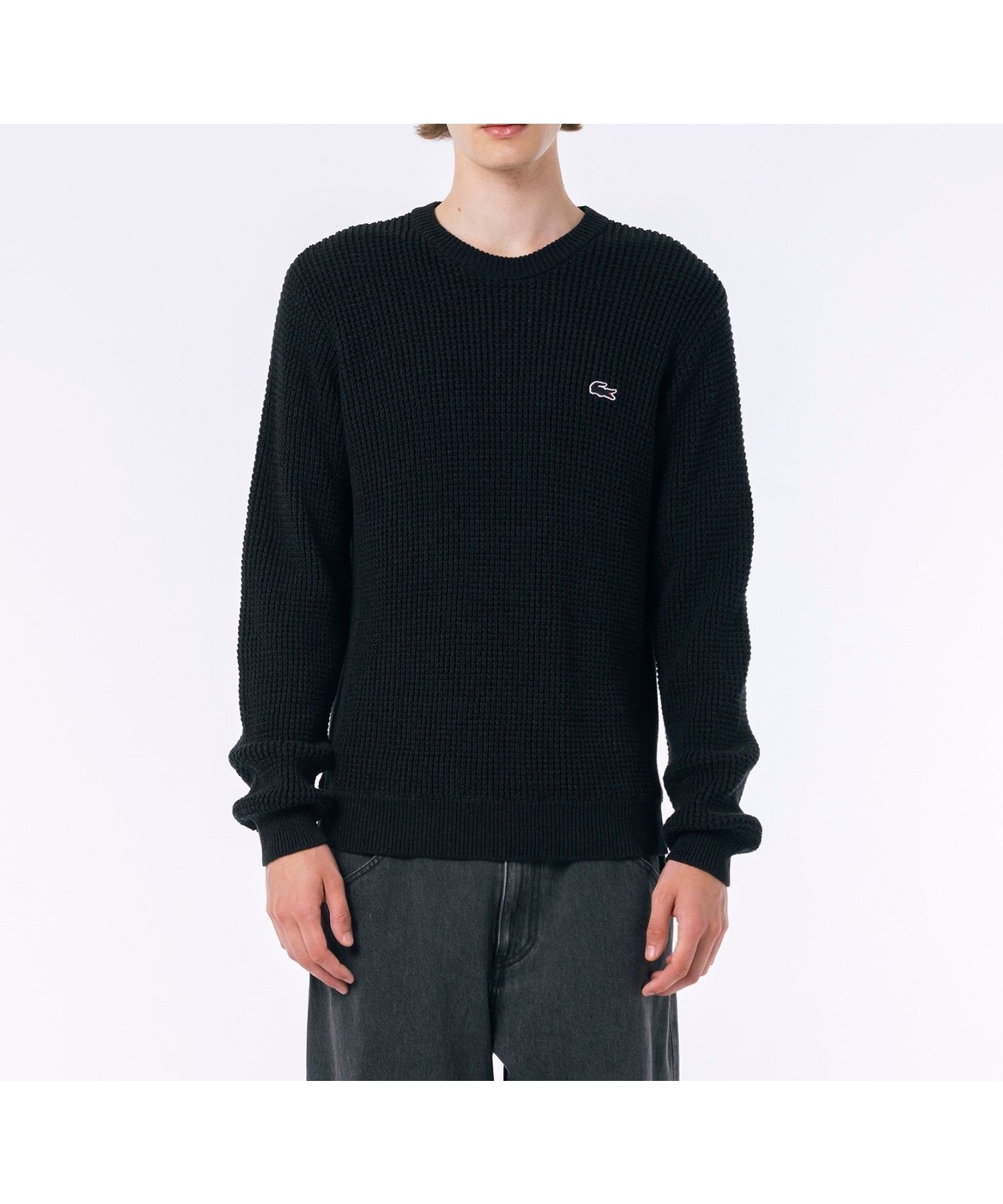 【ラコステ/LACOSTE / MEN】のヘザーカラーリングワッフルニット / メランジニット インテリア・キッズ・メンズ・レディースファッション・服の通販 founy(ファニー) 　ファッション　Fashion　メンズファッション　Fashion for Men　おすすめ　Recommended / Our Picks　シンプル　Simple, Minimal　スウェット / スエット　Sweatshirt, Sweatwear　リブニット　Rib Knit, Ribbed Knit　ワッフル　Waffle, Waffle Knit　ブラック|ID: prp329100004695172 ipo3291000000034216856