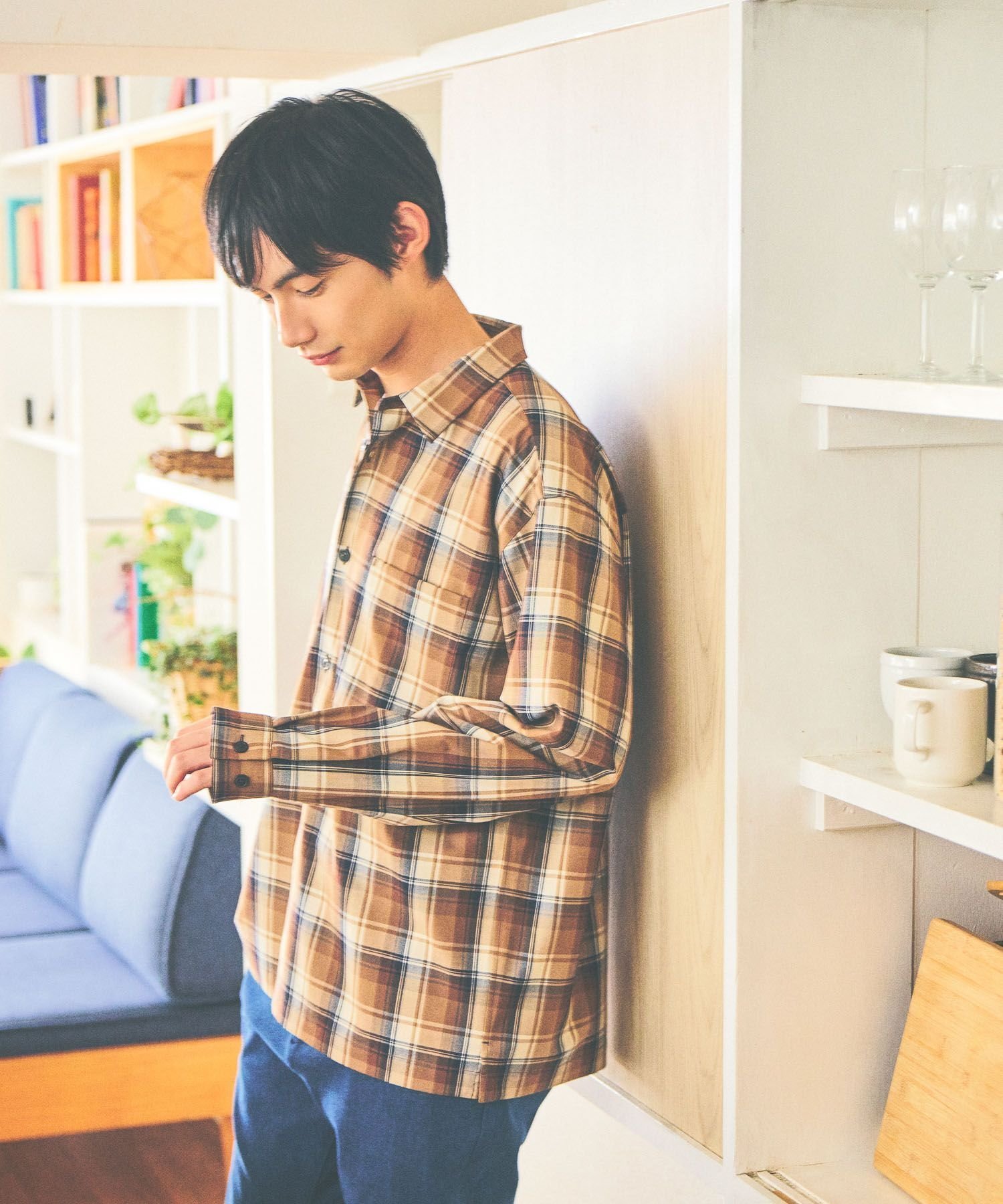 【グローバルワーク/GLOBAL WORK / MEN】のアーバンシャツ/576419 インテリア・キッズ・メンズ・レディースファッション・服の通販 founy(ファニー) 　ファッション　Fashion　メンズファッション　Fashion for Men　おすすめ　Recommended / Our Picks　インナー　Innerwear　シンプル　Simple, Minimal　スクエア　Square, Square Shape　ストレッチ　Stretch, Stretchy Fabric　トレンド　Trend, Trending Now　ボックス　Boxy, Box Shape　ポケット　Pocket, Pocket Detail　羽織　Haori, Light Jacket　ブラウンチェック52|ID: prp329100004695225 ipo3291000000034202008
