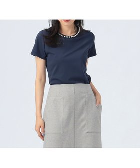 【ビームス ハート/BEAMS HEART】のパール トリミング Tシャツ 人気、トレンドファッション・服の通販 founy(ファニー) ファッション Fashion レディースファッション Fashion for Women トップス・カットソー Cut & Sew Tops シャツ・ブラウス・オフィスカジュアル Elegant Blouses & Button-Ups ロングTシャツ・Tシャツ Longline T-Shirts & Tees インナー Innerwear カットソー Cut and Sewn Top カーディガン Cardigan, Knitwear コンパクト Compact, Small Size シンプル Simple, Minimal ジャケット Jacket, Outerwear タイトスカート Pencil Skirt, Tight Skirt トリミング Trimming, Decorative Edge パール Pearl, Pearl Accent ベスト Vest, Waistcoat エレガント 上品 Elegant 夏 Summer |ID:prp329100004695276