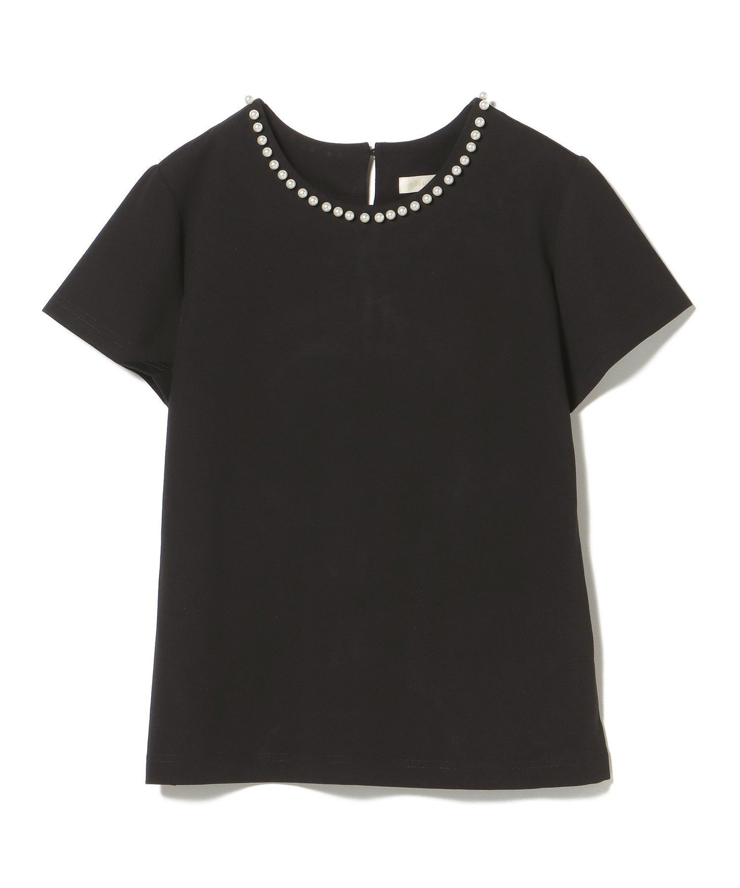 【ビームス ハート/BEAMS HEART】のパール トリミング Tシャツ インテリア・キッズ・メンズ・レディースファッション・服の通販 founy(ファニー) 　ファッション　Fashion　レディースファッション　Fashion for Women　トップス・カットソー　Cut & Sew Tops　シャツ・ブラウス・オフィスカジュアル　Elegant Blouses & Button-Ups　ロングTシャツ・Tシャツ　Longline T-Shirts & Tees　インナー　Innerwear　カットソー　Cut and Sewn Top　カーディガン　Cardigan, Knitwear　コンパクト　Compact, Small Size　シンプル　Simple, Minimal　ジャケット　Jacket, Outerwear　タイトスカート　Pencil Skirt, Tight Skirt　トリミング　Trimming, Decorative Edge　パール　Pearl, Pearl Accent　ベスト　Vest, Waistcoat　エレガント 上品　Elegant　夏　Summer　BLACK|ID: prp329100004695276 ipo3291000000033904918