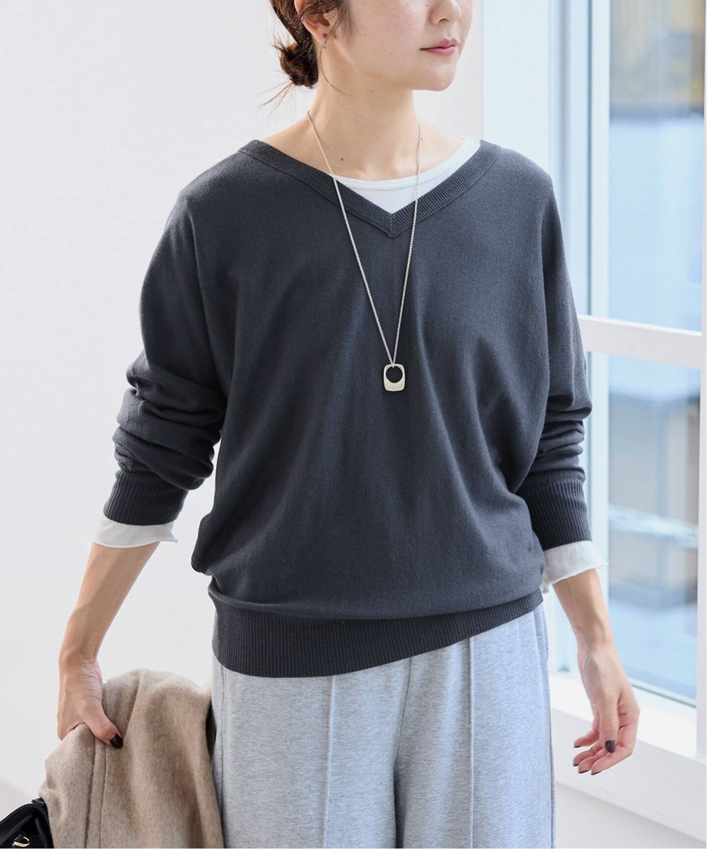 【スローブ イエナ/SLOBE IENA】のウォッシャブルドルマンVネックプルオーバー インテリア・キッズ・メンズ・レディースファッション・服の通販 founy(ファニー) 　ファッション　Fashion　レディースファッション　Fashion for Women　トップス・カットソー　Cut & Sew Tops　カジュアルプルオーバー・ニットトップス　Pullovers & Knit Tops / Casual Pullovers　Vネックトップス　V-Neck Tops / V-Cut Neckline Shirts　2025年　2025　2025-2026秋冬・A/W　Autumn/Winter 2025–26 AW25–26　カットソー　Cut and Sewn Top　シアー　Sheer, See-Through　トレンド　Trend, Trending Now　人気　Popular, Best Seller　グレーB|ID: prp329100004695327 ipo3291000000034102353