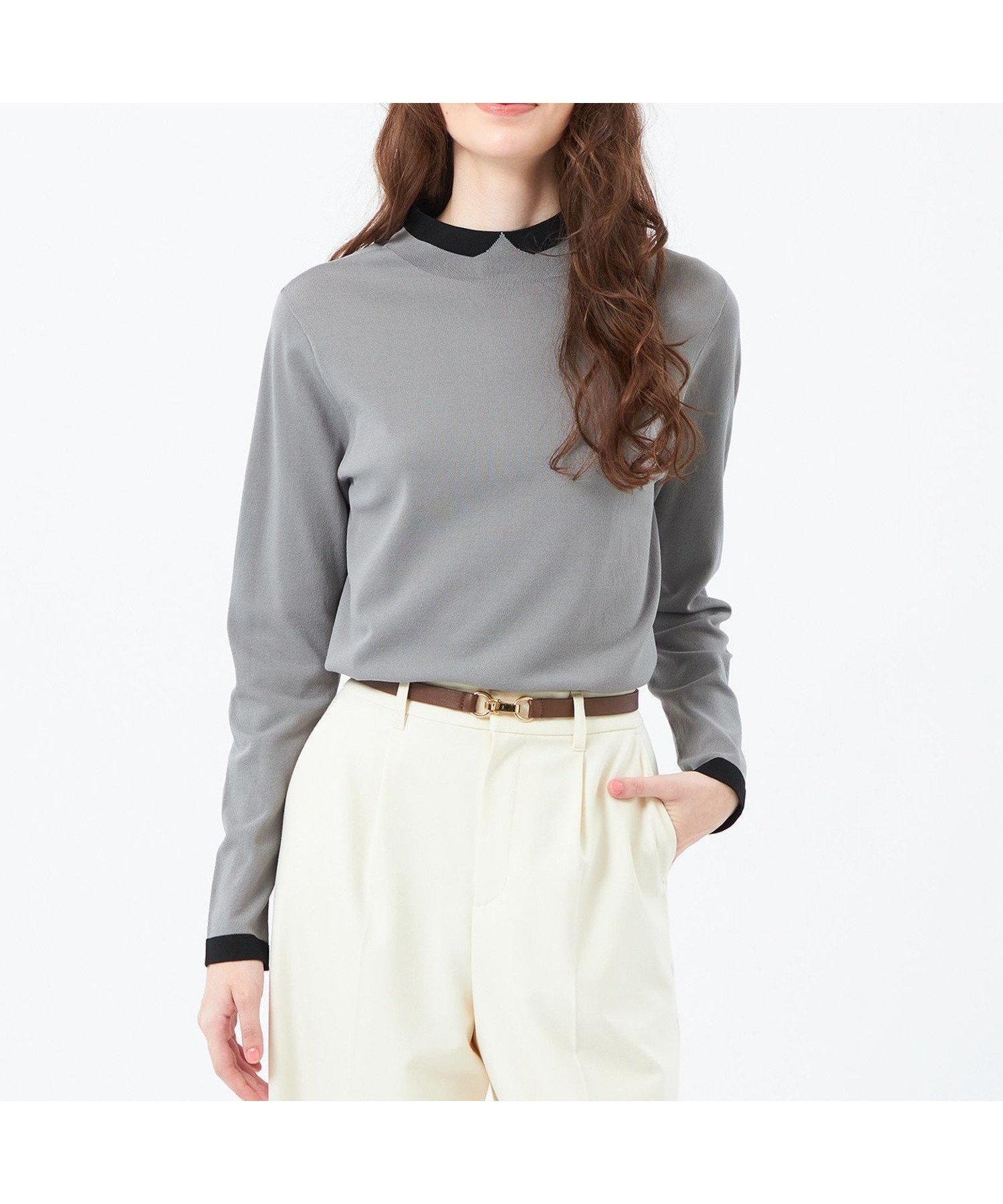 【マッキントッシュ フィロソフィー/MACKINTOSH PHILOSOPHY】の【25年秋冬モデル】Cleric Collar Knit ロングスリーブ インテリア・キッズ・メンズ・レディースファッション・服の通販 founy(ファニー) 　ファッション　Fashion　レディースファッション　Fashion for Women　トップス・カットソー　Cut & Sew Tops　ニット　Knit Tops & Sweaters　おすすめ　Recommended / Our Picks　シンプル　Simple, Minimal　ストレッチ　Stretch, Stretchy Fabric　スリーブ　Sleeve, Long Sleeve / Short Sleeve　ドレープ　Drape, Draping Fabric　ミックス　Mix, Mixed Style　ロング　Long, Long-Length　エレガント 上品　Elegant　冬　Winter / This Winter　春　Spring　秋　Autumn　A/W・秋冬　Autumn/Winter　チャコールグレー|ID: prp329100004695363 ipo3291000000033905536