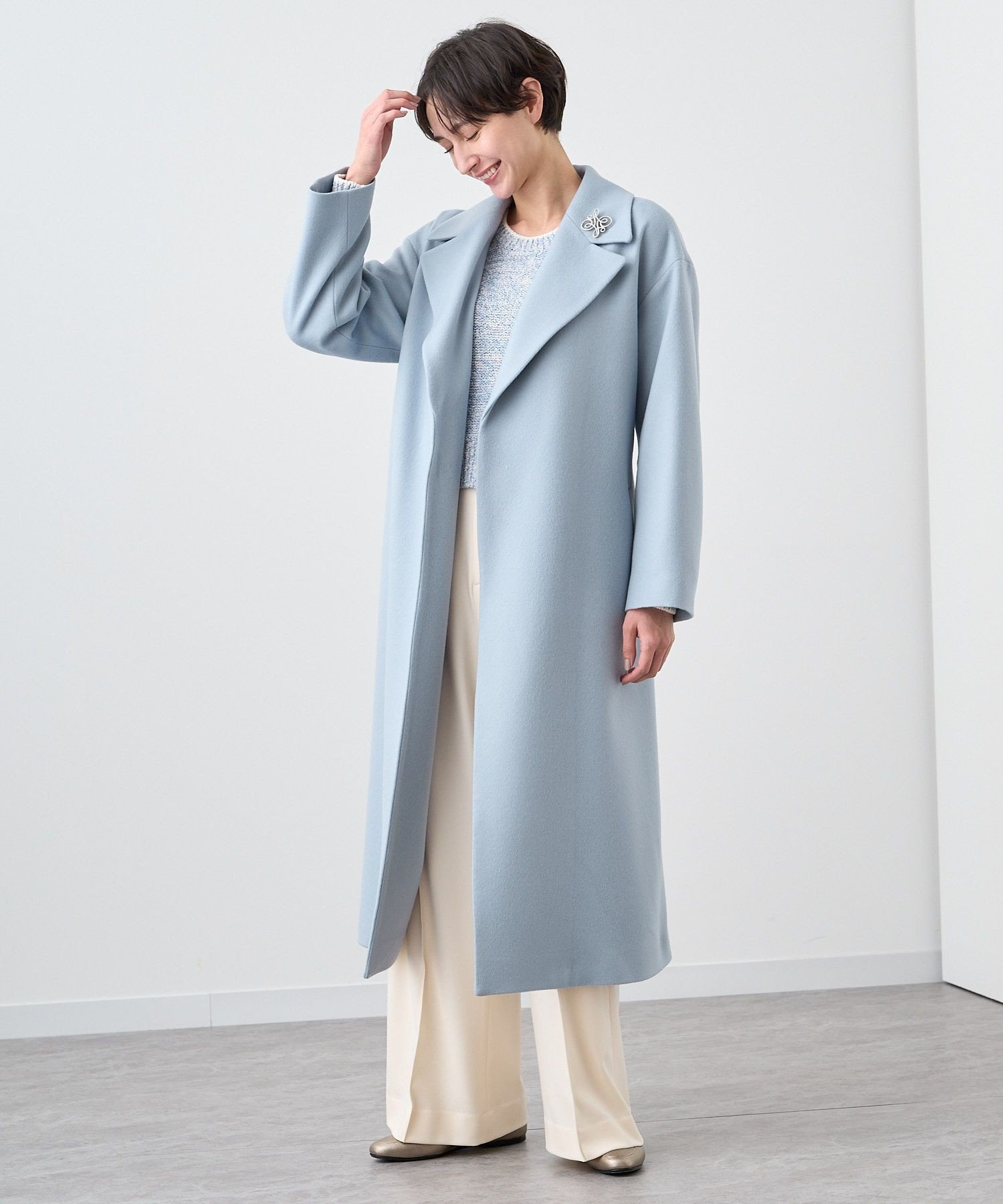 【アナイ/ANAYI】のラムウールローブコート インテリア・キッズ・メンズ・レディースファッション・服の通販 founy(ファニー) 　ファッション　Fashion　レディースファッション　Fashion for Women　アウター　Coat / Outerwear Collection　コート・ロングコート・ピーコート　Long Coats, Peacoats & More　ショート　Short, Short Length　シンプル　Simple, Minimal　ドレス　Dress, One-Piece　ポケット　Pocket, Pocket Detail　ロング　Long, Long-Length　blue|ID: prp329100004695383 ipo3291000000033905666