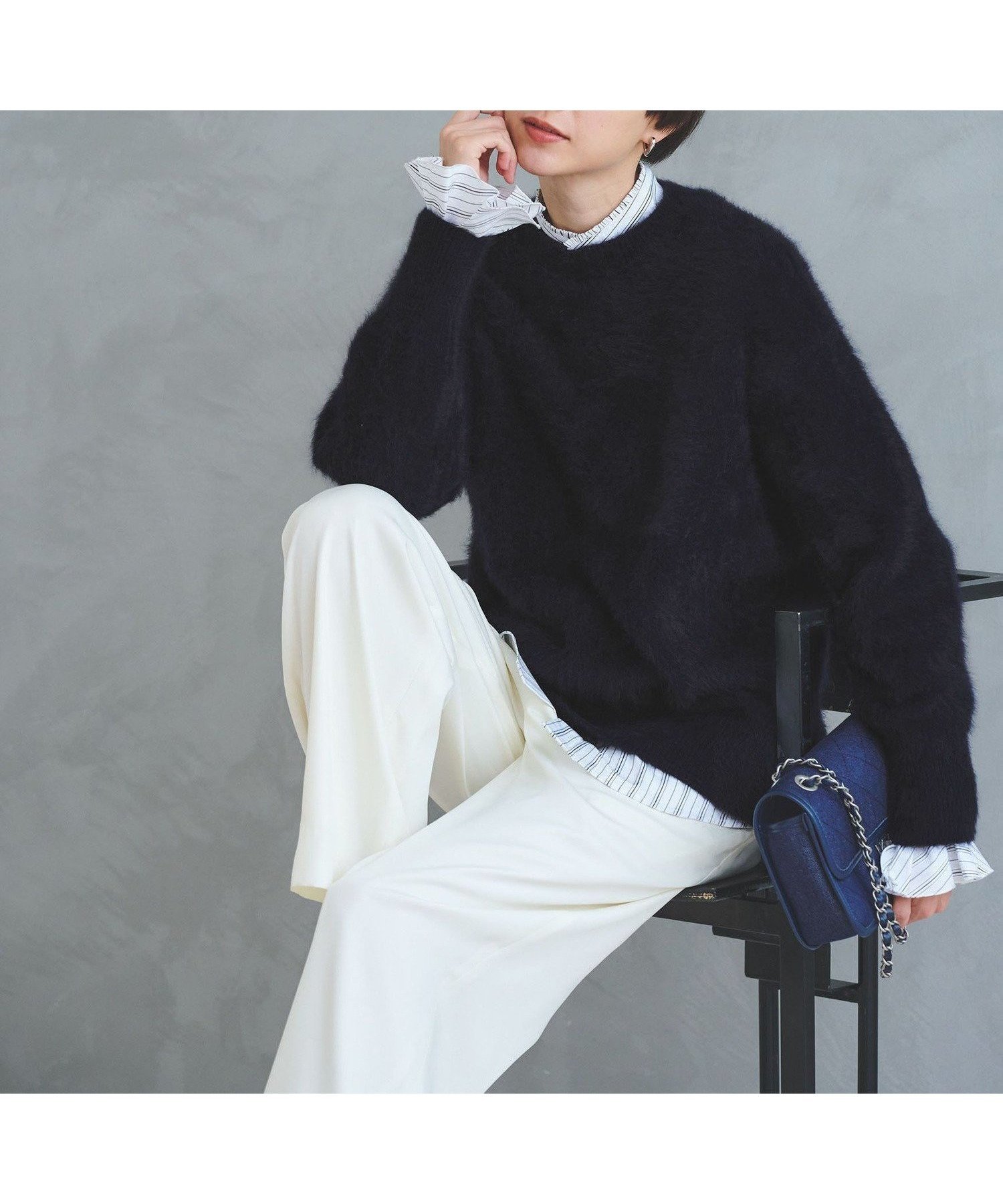 【ユナイテッドアローズ/UNITED ARROWS】のフォックスカシミヤ クルーネック ニット インテリア・キッズ・メンズ・レディースファッション・服の通販 founy(ファニー) 　ファッション　Fashion　レディースファッション　Fashion for Women　トップス・カットソー　Cut & Sew Tops　ニット　Knit Tops & Sweaters　軽量　Lightweight, Ultra Light　フォックス　Fox, Fox Fur　ヘムライン　Hemline, Bottom Cut　ボックス　Boxy, Box Shape　おすすめ　Recommended / Our Picks　NAVY|ID: prp329100004695400 ipo3291000000033905828