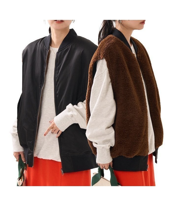 【フリークスストア/FREAK'S STORE】のMAー1リバーシブルベスト インテリア・キッズ・メンズ・レディースファッション・服の通販 founy(ファニー) 　ファッション　Fashion　レディースファッション　Fashion for Women　アウター　Coat / Outerwear Collection　トップス・カットソー　Cut & Sew Tops　ベスト&ジレ / 重ね着スタイル　Vests & Gilets　冬　Winter / This Winter　A/W・秋冬　Autumn/Winter　ブラック|ID: prp329100004695717 ipo3291000000033908853