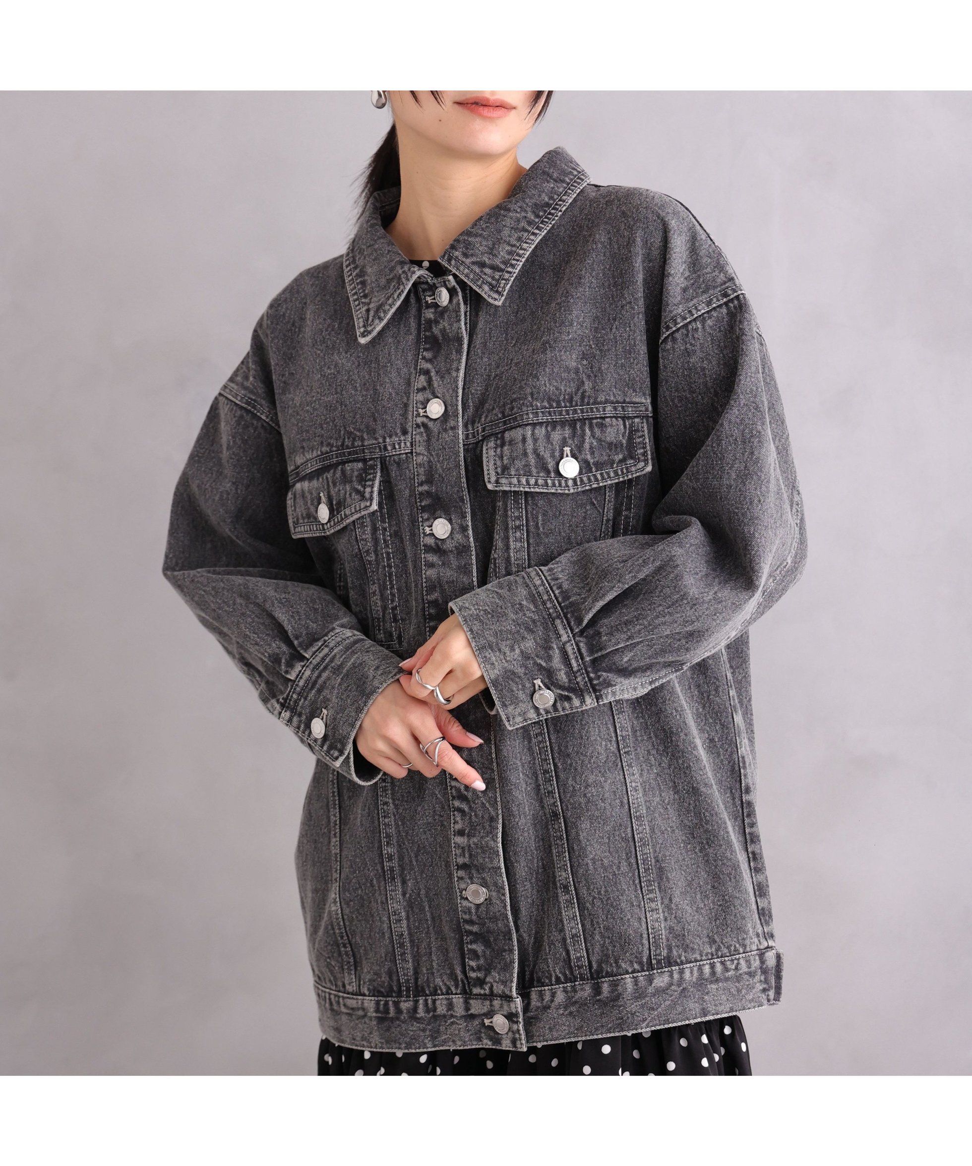 【その他のブランド/Other】のオーバーデニムジャケット インテリア・キッズ・メンズ・レディースファッション・服の通販 founy(ファニー) 　ファッション　Fashion　レディースファッション　Fashion for Women　アウター　Coat / Outerwear Collection　レディースジャケット・軽アウター　Jackets　デニムジャケット / カジュアルアウター　Denim Jackets　ジャケット　Jacket, Outerwear　デニム　Denim, Jeans Material　フラップ　Flap, Flap Pocket　ポケット　Pocket, Pocket Detail　チャコール|ID: prp329100004695718 ipo3291000000033908866