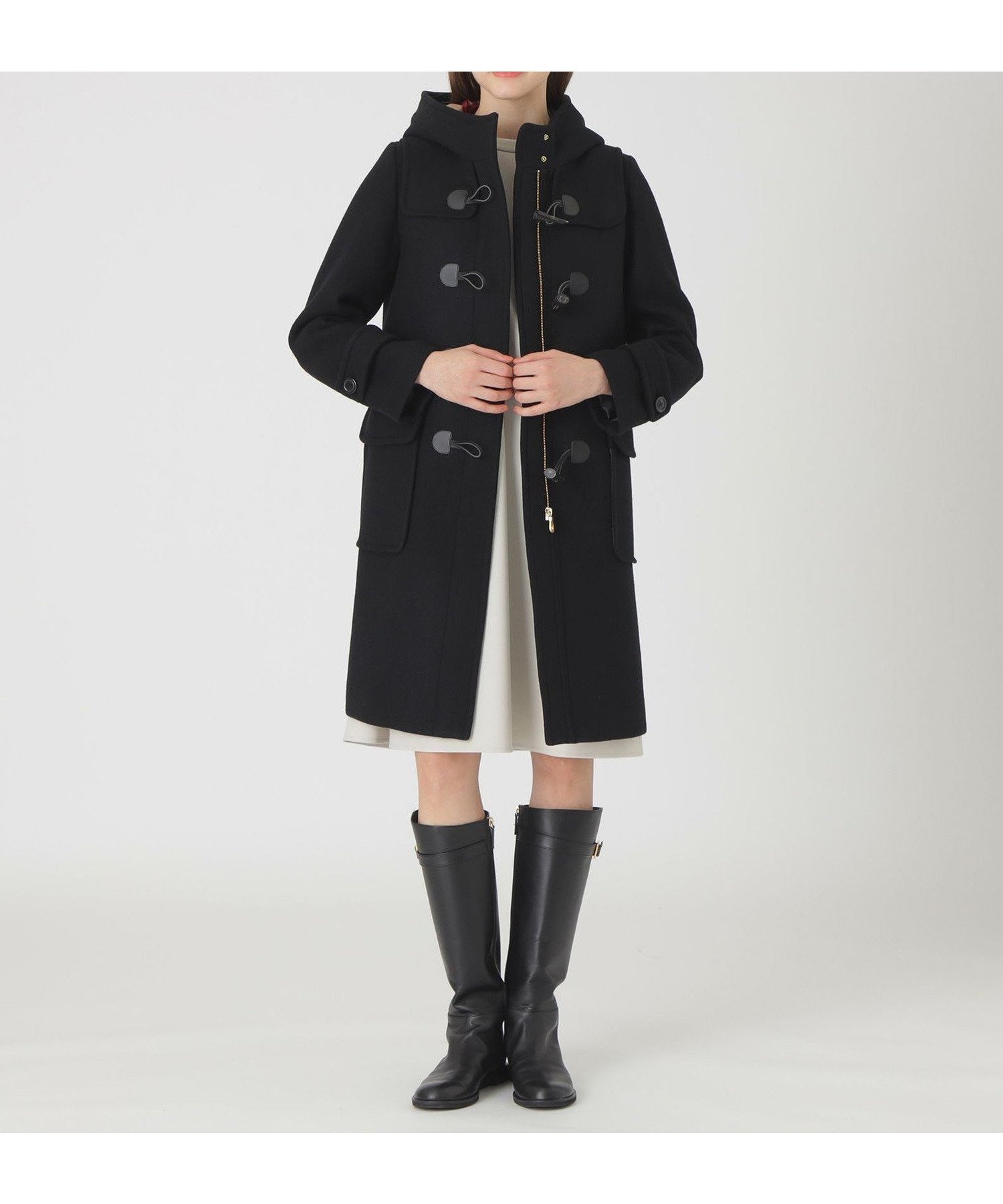 【ブルーレーベル クレストブリッジ/BLUE LABEL CRESTBRIDGE】の【一部店舗限定】パイルメルトンダッフルコート インテリア・キッズ・メンズ・レディースファッション・服の通販 founy(ファニー) 　ファッション　Fashion　レディースファッション　Fashion for Women　アウター　Coat / Outerwear Collection　コート・ロングコート・ピーコート　Long Coats, Peacoats & More　ダッフルコート　Duffle Coats　ダッフルコート　Duffle Coat, Toggle Coat　パッチ　Patch, Appliqué　ポケット　Pocket, Pocket Detail　メルトン　Melton, Heavy Wool　ヨーク　Yoke, Yoke Design　エレガント 上品　Elegant　定番　Standard, Basic Item　ブラック|ID: prp329100004695730 ipo3291000000033908931