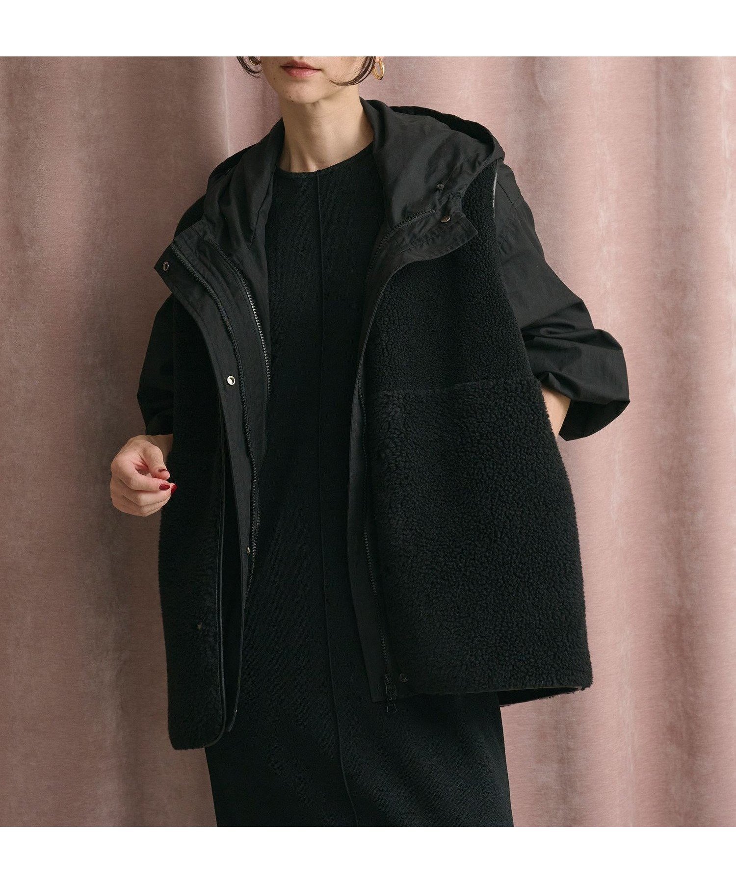 【ビューティ&ユース ユナイテッドアローズ/BEAUTY&YOUTH / UNITED ARROWS】の【WEB限定】ボア*フェイクムートン リバーシブルベスト インテリア・キッズ・メンズ・レディースファッション・服の通販 founy(ファニー) 　ファッション　Fashion　レディースファッション　Fashion for Women　アウター　Coat / Outerwear Collection　トップス・カットソー　Cut & Sew Tops　ベスト&ジレ / 重ね着スタイル　Vests & Gilets　ジャケット　Jacket, Outerwear　スウェット / スエット　Sweatshirt, Sweatwear　デニム　Denim, Jeans Material　フェイクムートン　Faux Shearling, Faux Mouton　ブルゾン　Blouson, Bomber Jacket　ベスト　Vest, Waistcoat　リバーシブル　Reversible, Two-Sided　ロング　Long, Long-Length　おすすめ　Recommended / Our Picks　BLACK|ID: prp329100004695874 ipo3291000000033910242