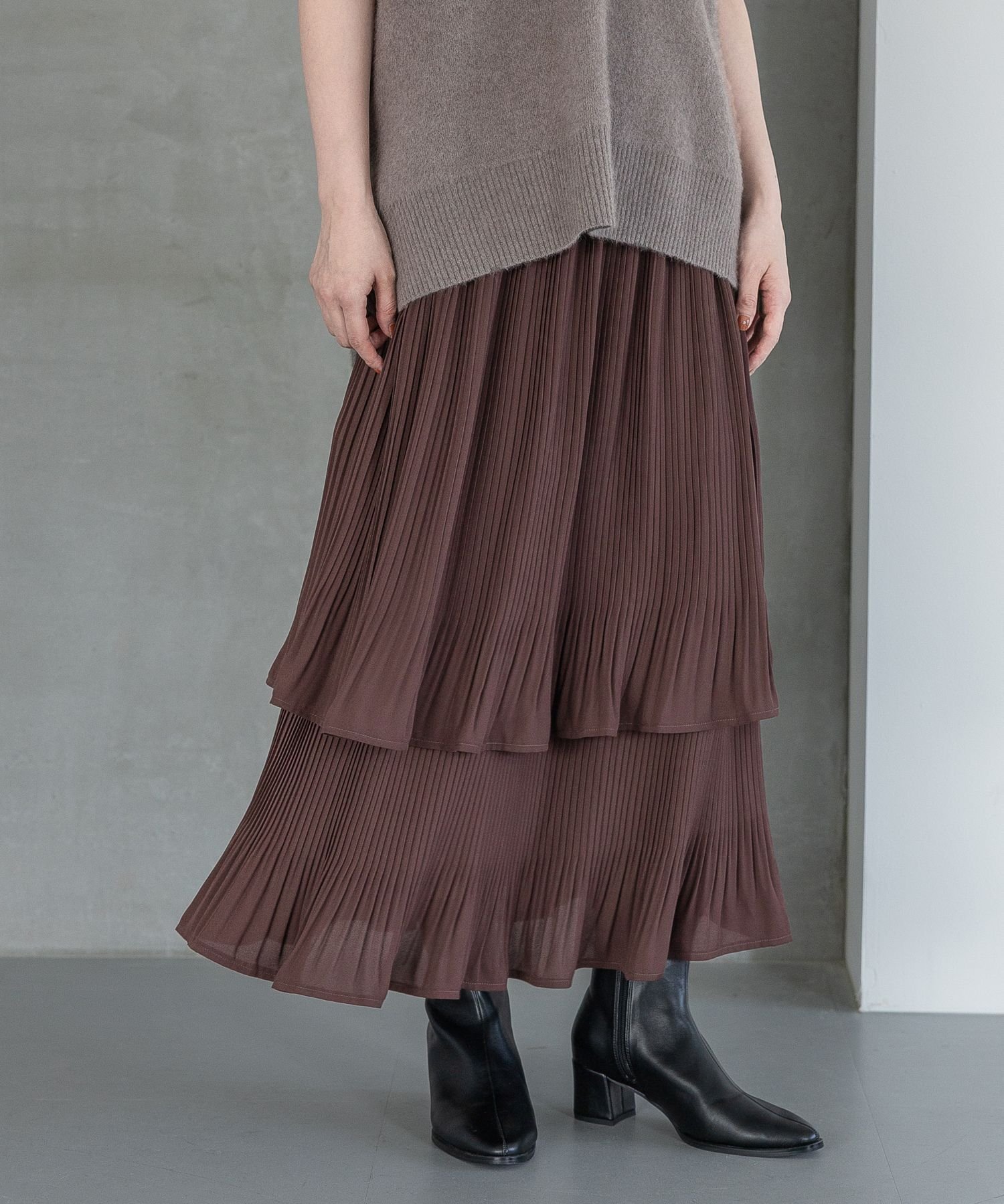 【アパートバイローリーズ/apart by lowrys】の【再入荷】ホソプリーツティアードスカート インテリア・キッズ・メンズ・レディースファッション・服の通販 founy(ファニー) ファッション Fashion レディースファッション Fashion for Women スカート Skirts ティアードスカート Tiered Skirts おすすめ Recommended / Our Picks ジョーゼット Georgette, Semi-Sheer Fabric スウェット / スエット Sweatshirt, Sweatwear フェミニン Feminine, Girly フリル Frill, Ruffle プリーツ Pleats, Pleated 人気 Popular, Best Seller 再入荷 Restock / Back in Stock ブラウン57|ID: prp329100004695896 ipo3291000000034577741