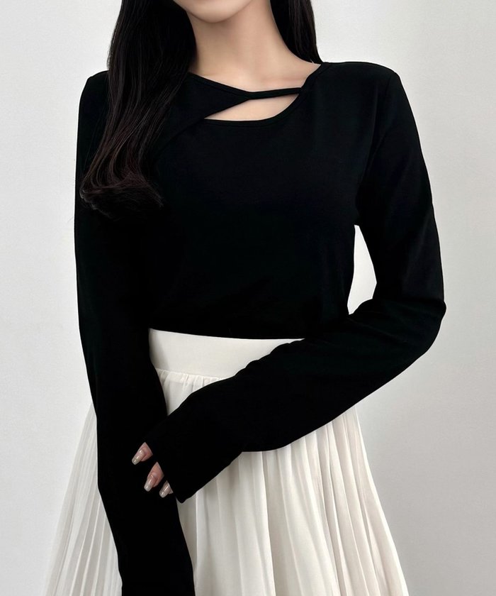 【ジュノア/JUNOAH】のCENEA 薄手カットアウトデザインカットソー インテリア・キッズ・メンズ・レディースファッション・服の通販 founy(ファニー) https://founy.com/ ファッション Fashion レディースファッション Fashion for Women トップス・カットソー Cut & Sew Tops カットソー・ベーシックTシャツ Cut-and-Sewn Tops / Stretch Tees & Basics |ID: prp329100004695903 ipo3291000000033910535