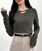 【ジュノア/JUNOAH】のCENEA 薄手カットアウトデザインカットソー チャコール|ID: prp329100004695903 ipo3291000000033910537