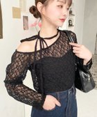 【モーメントプラス/moment+ / MEN】のストラップチョーカーネックリボンワンショルストレッチレース長袖プルオーバー ブラック|ID: prp329100004695924 ipo3291000000033910799