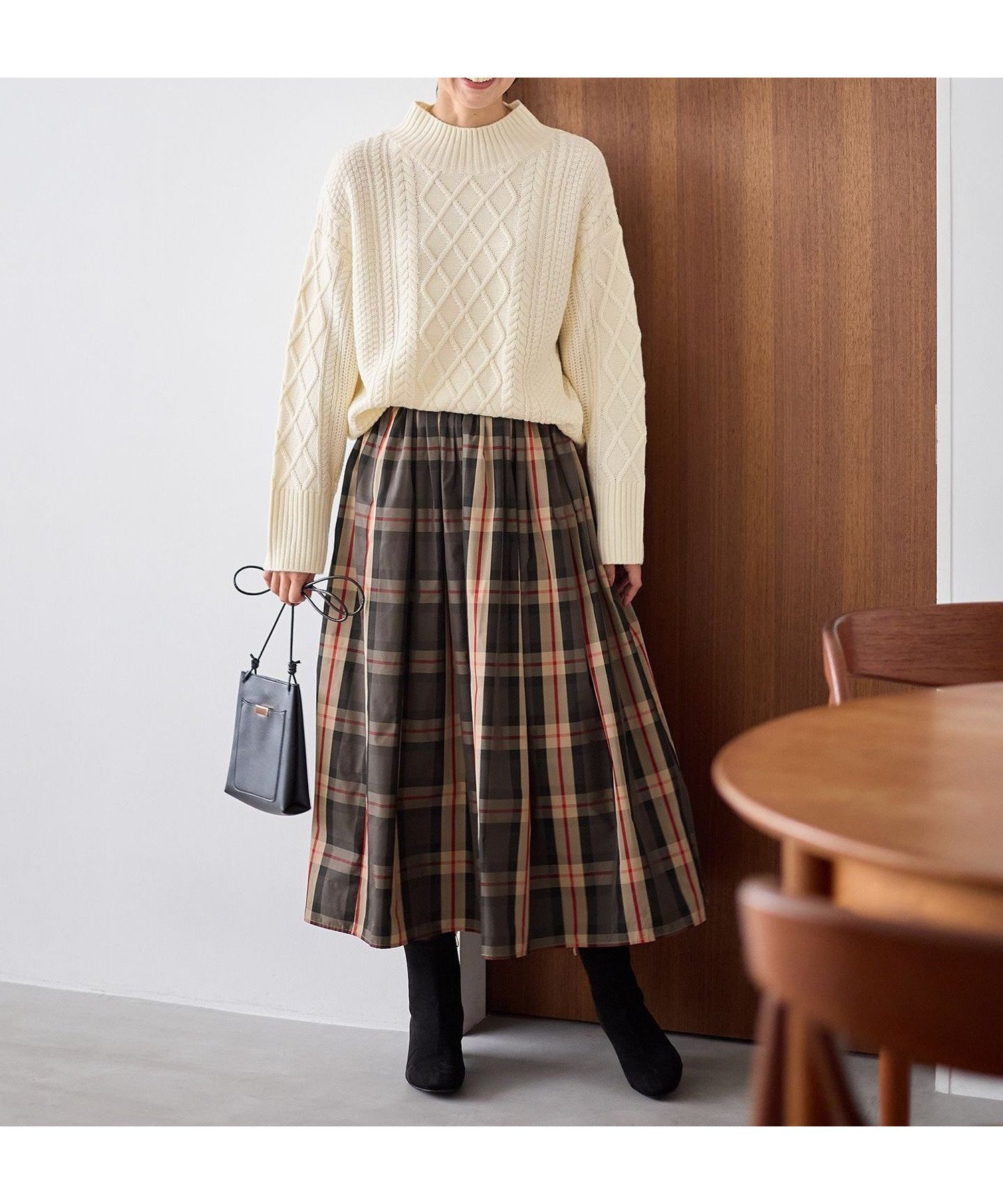 【エニー/ANY】の【洗濯機可/ウエストゴム】ビックチェックタフタスカート 人気、トレンドファッション・服の通販 founy(ファニー) 　ファッション　Fashion　レディースファッション　Fashion for Women　スカート　Skirts　おすすめ　Recommended / Our Picks　シンプル　Simple, Minimal　タフタ　Taffeta, Structured Fabric　チェック　Check, Plaid, Tartan　冬　Winter / This Winter　 other-1|ID: prp329100004695929 ipo3291000000033910832
