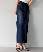 【ジュノア/JUNOAH】のラインストーンセンタースリットデニムスカート ブルー|ID: prp329100004695944 ipo3291000000033910971