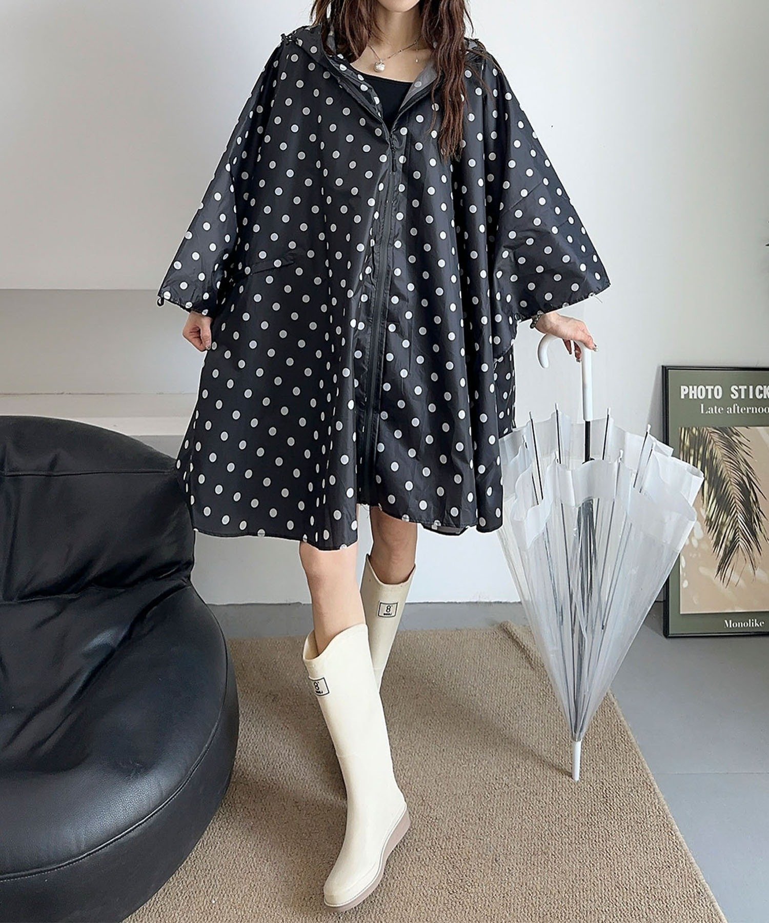 【アイモハ/aimoha】のaimoha -select-/総柄 レインコート レインポンチョ 人気、トレンドファッション・服の通販 founy(ファニー) 　ファッション　Fashion　レディースファッション　Fashion for Women　アウター　Coat / Outerwear Collection　コート・ロングコート・ピーコート　Long Coats, Peacoats & More　ポンチョ・ケープコート　Ponchos & Capes　コンパクト　Compact, Small Size　ジップ　Zip, Zipper　ドット　Polka Dot, Dot Pattern　プリント　Print, Printed Pattern　リュック　Backpack, Rucksack　軽量　Lightweight, Ultra Light　 other-1|ID: prp329100004696049 ipo3291000000033911813
