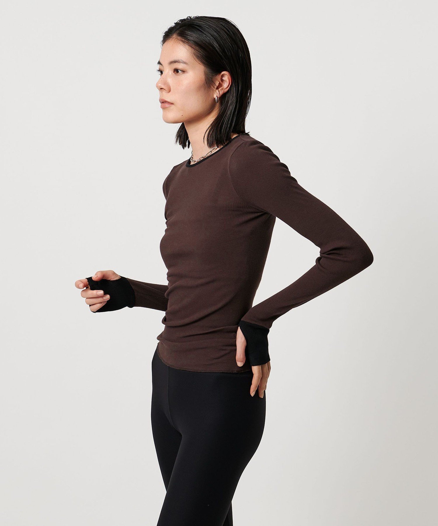 【ユナイテッドアローズ/UNITED ARROWS】のTO UNITED ARROWS リブ ロングスリーブ カットソー インテリア・キッズ・メンズ・レディースファッション・服の通販 founy(ファニー) 　ファッション　Fashion　レディースファッション　Fashion for Women　トップス・カットソー　Cut & Sew Tops　カットソー・ベーシックTシャツ　Cut-and-Sewn Tops / Stretch Tees & Basics　インナー　Innerwear　カットソー　Cut and Sewn Top　スリーブ　Sleeve, Long Sleeve / Short Sleeve　ベスト　Vest, Waistcoat　ヨガ　Yoga, Yoga Wear　ロング　Long, Long-Length　おすすめ　Recommended / Our Picks　DK.BROWN|ID: prp329100004696115 ipo3291000000033912418