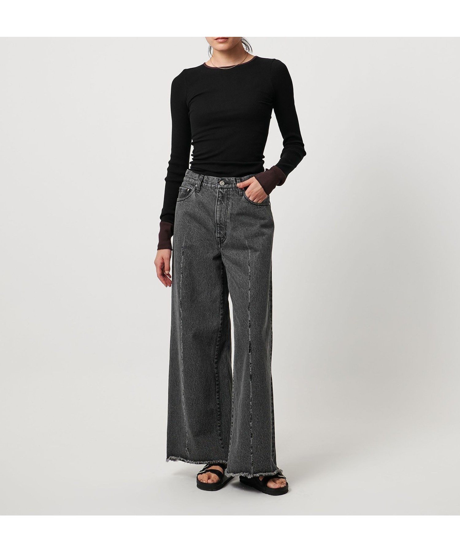 【ユナイテッドアローズ/UNITED ARROWS】のTO UNITED ARROWS リブ ロングスリーブ カットソー インテリア・キッズ・メンズ・レディースファッション・服の通販 founy(ファニー) 　ファッション　Fashion　レディースファッション　Fashion for Women　トップス・カットソー　Cut & Sew Tops　カットソー・ベーシックTシャツ　Cut-and-Sewn Tops / Stretch Tees & Basics　インナー　Innerwear　カットソー　Cut and Sewn Top　スリーブ　Sleeve, Long Sleeve / Short Sleeve　ベスト　Vest, Waistcoat　ヨガ　Yoga, Yoga Wear　ロング　Long, Long-Length　おすすめ　Recommended / Our Picks　BLACK|ID: prp329100004696115 ipo3291000000033912421