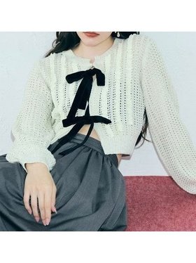 【リリーブラウン/Lily Brown】のベロアリボンニットカーディガン 人気、トレンドファッション・服の通販 founy(ファニー) ファッション Fashion レディースファッション Fashion for Women トップス・カットソー Cut & Sew Tops ニット Knit Tops & Sweaters カーディガン・羽織り Layered Style Cardigans ベロアトップス Velour Tops / Velvet-Look Items シフォン Chiffon, Lightweight Fabric スマート Smart, Elegant フェミニン Feminine, Girly フリル Frill, Ruffle ミックス Mix, Mixed Style リボン Ribbon, Bow エレガント 上品 Elegant 人気 Popular, Best Seller 今季 This Season, Current Season 透かし Cut-Out, Lacework |ID:prp329100004696187