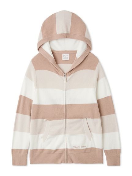 【ジェラート ピケ/gelato pique】のスムーズィーlite3ボーダーパーカ インテリア・キッズ・メンズ・レディースファッション・服の通販 founy(ファニー) 　ファッション　Fashion　レディースファッション　Fashion for Women　トップス・カットソー　Cut & Sew Tops　レディースパーカー・カジュアルフーディー　Casual Hoodies & Sweatshirts　おすすめ　Recommended / Our Picks　なめらか　Smooth, Silky Texture　ショート　Short, Short Length　フロント　Front, Front Design　ボーダー　Border, Stripe　ポケット　Pocket, Pocket Detail　夏　Summer　秋　Autumn　軽量　Lightweight, Ultra Light　BEG[037]|ID: prp329100004696274 ipo3291000000033913802