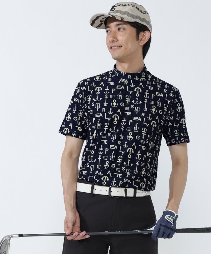 【パーリーゲイツ/PEARLY GATES / MEN】のアンカーロゴ柄プリント半袖モックネックカットソー インテリア・キッズ・メンズ・レディースファッション・服の通販 founy(ファニー) https://founy.com/ ファッション Fashion メンズファッション Fashion for Men トップス・カットソー Cut & Sew Tops アウトドア Outdoor Clothing ゴルフ Golf プリント Print, Printed Pattern 半袖 Short Sleeve, Half Sleeve 吸水 Absorbent, Quick-Dry |ID: prp329100004696541 ipo3291000000033915858