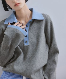 【アダム エ ロペ/ADAM ET ROPE'】の【WEB限定】・【サステナブル】バイカラーポロニットプルオーバー 人気、トレンドファッション・服の通販 founy(ファニー) ファッション Fashion レディースファッション Fashion for Women トップス・カットソー Cut & Sew Tops ニット Knit Tops & Sweaters カジュアルプルオーバー・ニットトップス Pullovers & Knit Tops / Casual Pullovers 2026年 2026 おすすめ Recommended / Our Picks コンパクト Compact, Small Size スラックス Slacks, Dress Pants スリーブ Sleeve, Long Sleeve / Short Sleeve デニム Denim, Jeans Material フェミニン Feminine, Girly フレア Flare, Flared ボトム Bottoms, Lower Wear ポケット Pocket, Pocket Detail ワイド Wide, Wide Fit A/W・秋冬 Autumn/Winter |ID:prp329100004696628