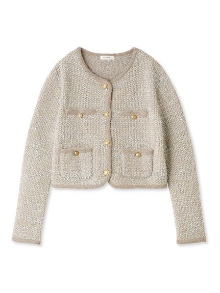 【フレイ アイディー/FRAY I.D】のミックスツイードニットカーディガン インテリア・キッズ・メンズ・レディースファッション・服の通販 founy(ファニー) 　ファッション　Fashion　レディースファッション　Fashion for Women　トップス・カットソー　Cut & Sew Tops　ニット　Knit Tops & Sweaters　カーディガン・羽織り　Layered Style Cardigans　カーディガン　Cardigan, Knitwear　ジャケット　Jacket, Outerwear　スマート　Smart, Elegant　デニム　Denim, Jeans Material　トリミング　Trimming, Decorative Edge　今季　This Season, Current Season　BEG[037]|ID: prp329100004696681 ipo3291000000033970636