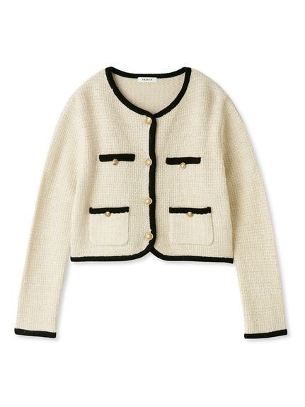 【フレイ アイディー/FRAY I.D】のミックスツイードニットカーディガン 人気、トレンドファッション・服の通販 founy(ファニー) 　ファッション　Fashion　レディースファッション　Fashion for Women　トップス・カットソー　Cut & Sew Tops　ニット　Knit Tops & Sweaters　カーディガン・羽織り　Layered Style Cardigans　カーディガン　Cardigan, Knitwear　ジャケット　Jacket, Outerwear　スマート　Smart, Elegant　デニム　Denim, Jeans Material　トリミング　Trimming, Decorative Edge　今季　This Season, Current Season　 other-1|ID: prp329100004696681 ipo3291000000034662877