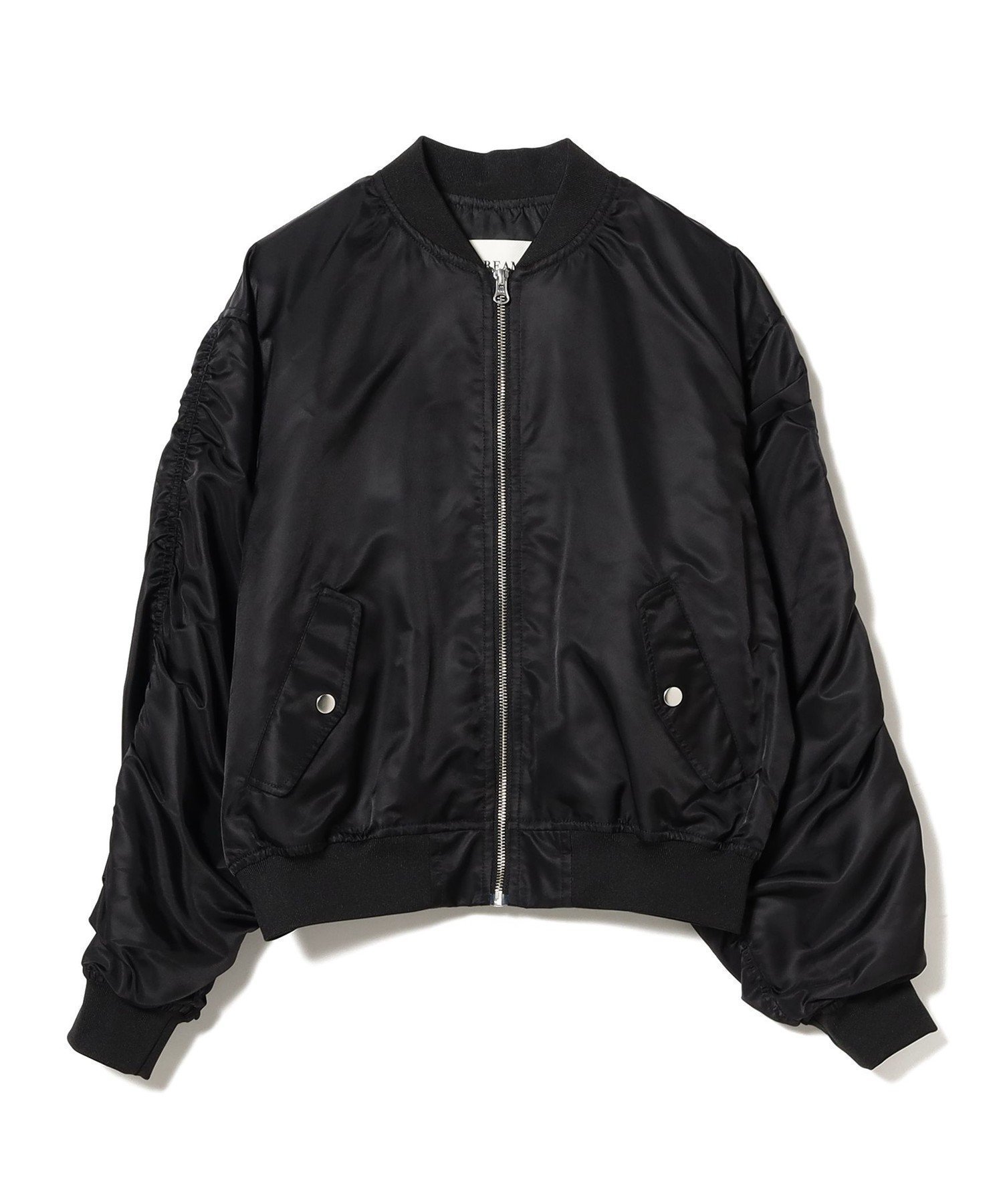 【ビームス ウイメン/BEAMS】のアーム ギャザー MA-1 ブルゾン 25SS ミリタリー インテリア・キッズ・メンズ・レディースファッション・服の通販 founy(ファニー) 　ファッション　Fashion　レディースファッション　Fashion for Women　アウター　Coat / Outerwear Collection　ブルゾンジャケット・スポーティアウター　Blouson Jackets　MA-1ジャケット　MA-1 Bomber Jackets / Flight Jackets　2024年　2024　2024春夏・S/S　Spring/Summer 2024 SS24　2025年　2025　2025春夏・S/S　Spring/Summer 2025 SS25　おすすめ　Recommended / Our Picks　ギャザー　Gathered, Ruffled　スラックス　Slacks, Dress Pants　デニム　Denim, Jeans Material　バランス　Balance, Style Balance　ブルゾン　Blouson, Bomber Jacket　ポケット　Pocket, Pocket Detail　ミリタリー　Military, Army Style　レース　Lace, Lace Fabric　夏　Summer　春　Spring　S/S・春夏　SS, Spring/Summer, Warm Season　BLACK|ID: prp329100004697157 ipo3291000000033919611