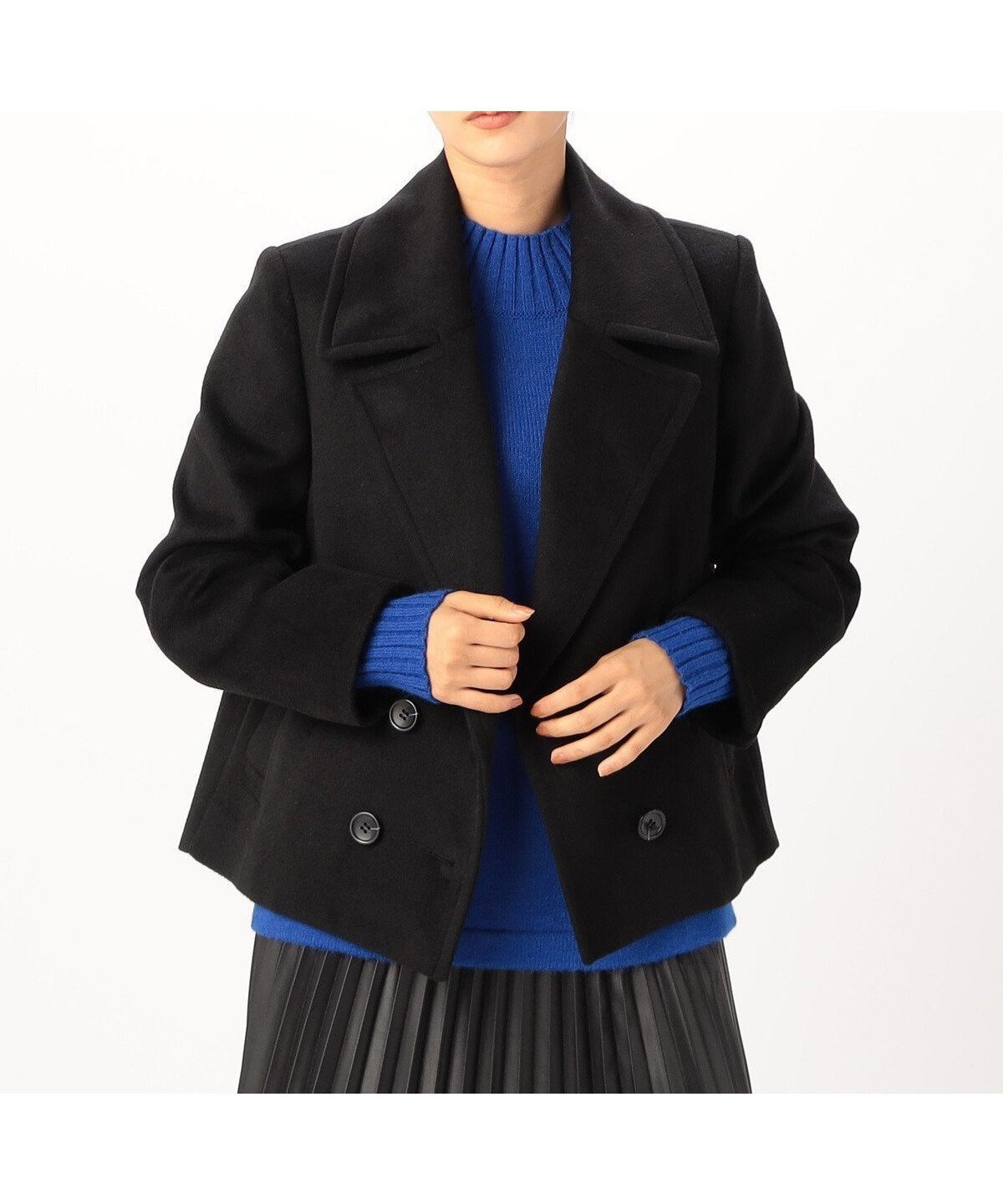 【コムサイズム/COMME CA ISM】のウール混 ビーバー ピーコート インテリア・キッズ・メンズ・レディースファッション・服の通販 founy(ファニー) 　ファッション　Fashion　レディースファッション　Fashion for Women　アウター　Coat / Outerwear Collection　コート・ロングコート・ピーコート　Long Coats, Peacoats & More　コンパクト　Compact, Small Size　ショート　Short, Short Length　フォルム　Silhouette, Form　軽量　Lightweight, Ultra Light　ブラック|ID: prp329100004697164 ipo3291000000033919692