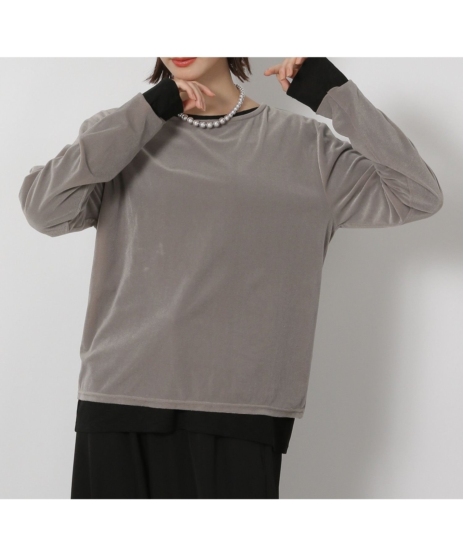 【ラコレ/LAKOLE】のシアーベロア長袖T インテリア・キッズ・メンズ・レディースファッション・服の通販 founy(ファニー) ファッション Fashion レディースファッション Fashion for Women トップス・カットソー Cut & Sew Tops ベロアトップス Velour Tops / Velvet-Look Items インナー Innerwear サロペット Overalls, Salopette シアー Sheer, See-Through ベロア Velour, Soft Velvet ベーシック Basic, Essential 羽織 Haori, Light Jacket 長袖 Long Sleeve, Full Sleeve グレー|ID: prp329100004697180 ipo3291000000034651759