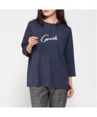 【クロコダイル/CROCODILE】のリボンロゴプリント 七分袖 Tシャツ 人気、トレンドファッション・服の通販 founy(ファニー) ファッション Fashion レディースファッション Fashion for Women トップス・カットソー Cut & Sew Tops シャツ・ブラウス・オフィスカジュアル Elegant Blouses & Button-Ups ロングTシャツ・Tシャツ Longline T-Shirts & Tees thumbnail ネイビー|ID: prp329100004697199 ipo3291000000033920092