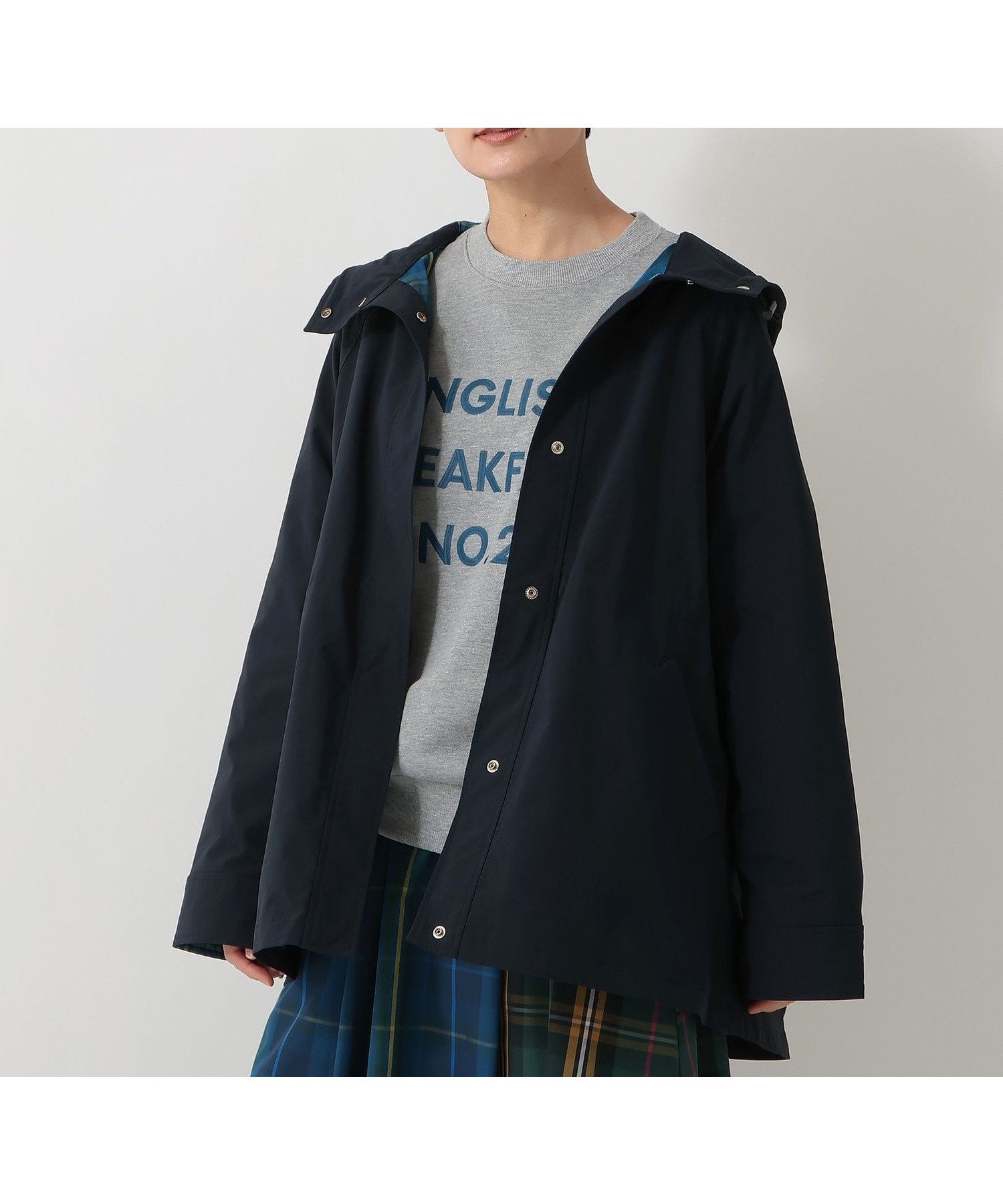 【アフタヌーンティー リビング/Afternoon Tea LIVING】のタータンチェック柄フード付きジャケット/Afternoon Tea Original Tartans インテリア・キッズ・メンズ・レディースファッション・服の通販 founy(ファニー) 　ファッション　Fashion　レディースファッション　Fashion for Women　アウター　Coat / Outerwear Collection　レディースジャケット・軽アウター　Jackets　ジャケット　Jacket, Outerwear　チェック　Check, Plaid, Tartan　ドローコード　Drawcord, Drawstring Cord　バランス　Balance, Style Balance　防寒　Cold Protection, Winter-Ready　ネイビー|ID: prp329100004697225 ipo3291000000034280634