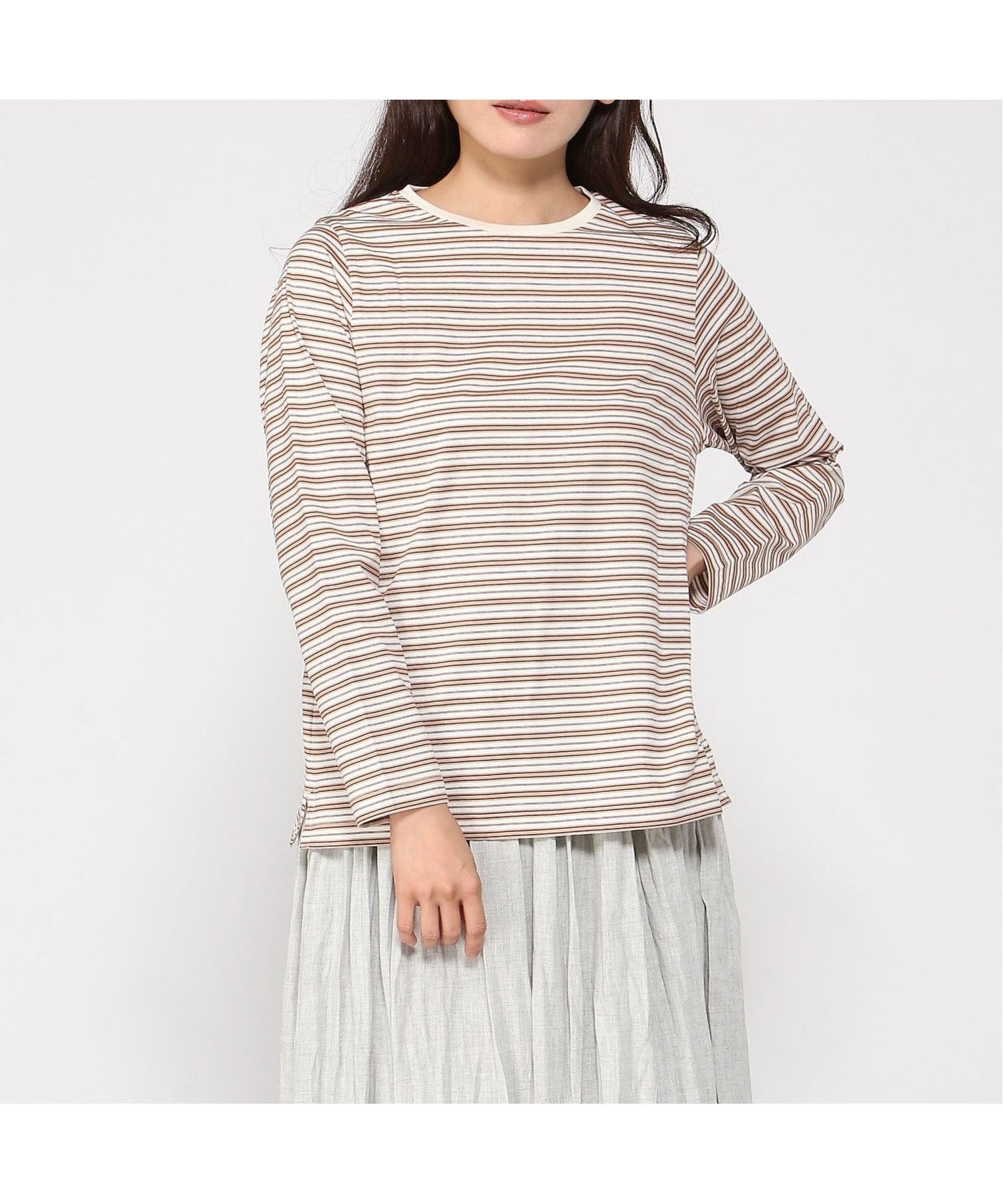 【クロコダイル/CROCODILE】のコットン マルチボーダー Tシャツ 人気、トレンドファッション・服の通販 founy(ファニー) 　ファッション　Fashion　レディースファッション　Fashion for Women　トップス・カットソー　Cut & Sew Tops　シャツ・ブラウス・オフィスカジュアル　Elegant Blouses & Button-Ups　ロングTシャツ・Tシャツ　Longline T-Shirts & Tees　ボーダー　Border, Stripe　 other-1|ID: prp329100004697249 ipo3291000000033920347