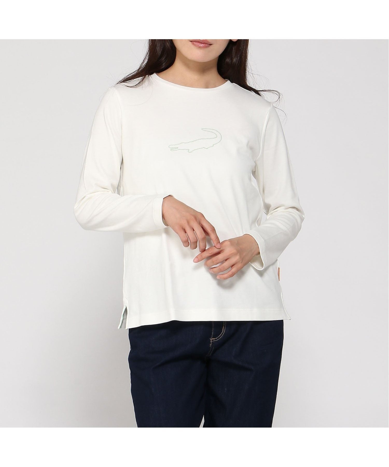 【クロコダイル/CROCODILE】のクロコモチーフ プリントTシャツ インテリア・キッズ・メンズ・レディースファッション・服の通販 founy(ファニー) 　ファッション　Fashion　レディースファッション　Fashion for Women　トップス・カットソー　Cut & Sew Tops　シャツ・ブラウス・オフィスカジュアル　Elegant Blouses & Button-Ups　ロングTシャツ・Tシャツ　Longline T-Shirts & Tees　プリント　Print, Printed Pattern　ホワイト|ID: prp329100004697254 ipo3291000000033920367