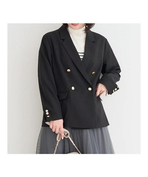 【その他のブランド/Other】のWテーラードジャケット インテリア・キッズ・メンズ・レディースファッション・服の通販 founy(ファニー) 　ファッション　Fashion　レディースファッション　Fashion for Women　アウター　Coat / Outerwear Collection　レディースジャケット・軽アウター　Jackets　テーラードジャケット / 通勤・きれいめスタイル　Tailored Jackets & Blazers　エレガント 上品　Elegant　オケージョン　Occasion Wear　シンプル　Simple, Minimal　スニーカー　Sneakers, Trainers　スラックス　Slacks, Dress Pants　セットアップ　Set-Up, Coordinated Outfit　ダブル　Double, Double-Breasted　デニム　Denim, Jeans Material　定番　Standard, Basic Item　プリント　Print, Printed Pattern　ベーシック　Basic, Essential　ポケット　Pocket, Pocket Detail　黒|ID: prp329100004697261 ipo3291000000033920395