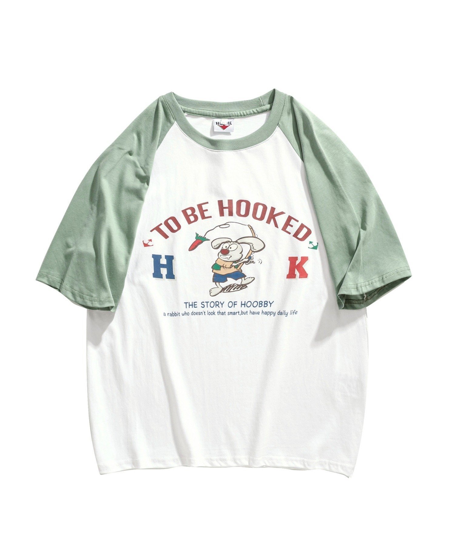 【アイモハ/aimoha】のHOOK -original-/アメカジイラストプリントラグランスリーブ半袖TEE インテリア・キッズ・メンズ・レディースファッション・服の通販 founy(ファニー) 　ファッション　Fashion　レディースファッション　Fashion for Women　トップス・カットソー　Cut & Sew Tops　おすすめ　Recommended / Our Picks　スリーブ　Sleeve, Long Sleeve / Short Sleeve　トレンド　Trend, Trending Now　ビッグ　Big, Oversized　フロント　Front, Front Design　プリント　Print, Printed Pattern　メンズ　Men's, Menswear　リラックス　Relax, Relaxed Fit　人気　Popular, Best Seller　半袖　Short Sleeve, Half Sleeve　ミント|ID: prp329100004697271 ipo3291000000033920499