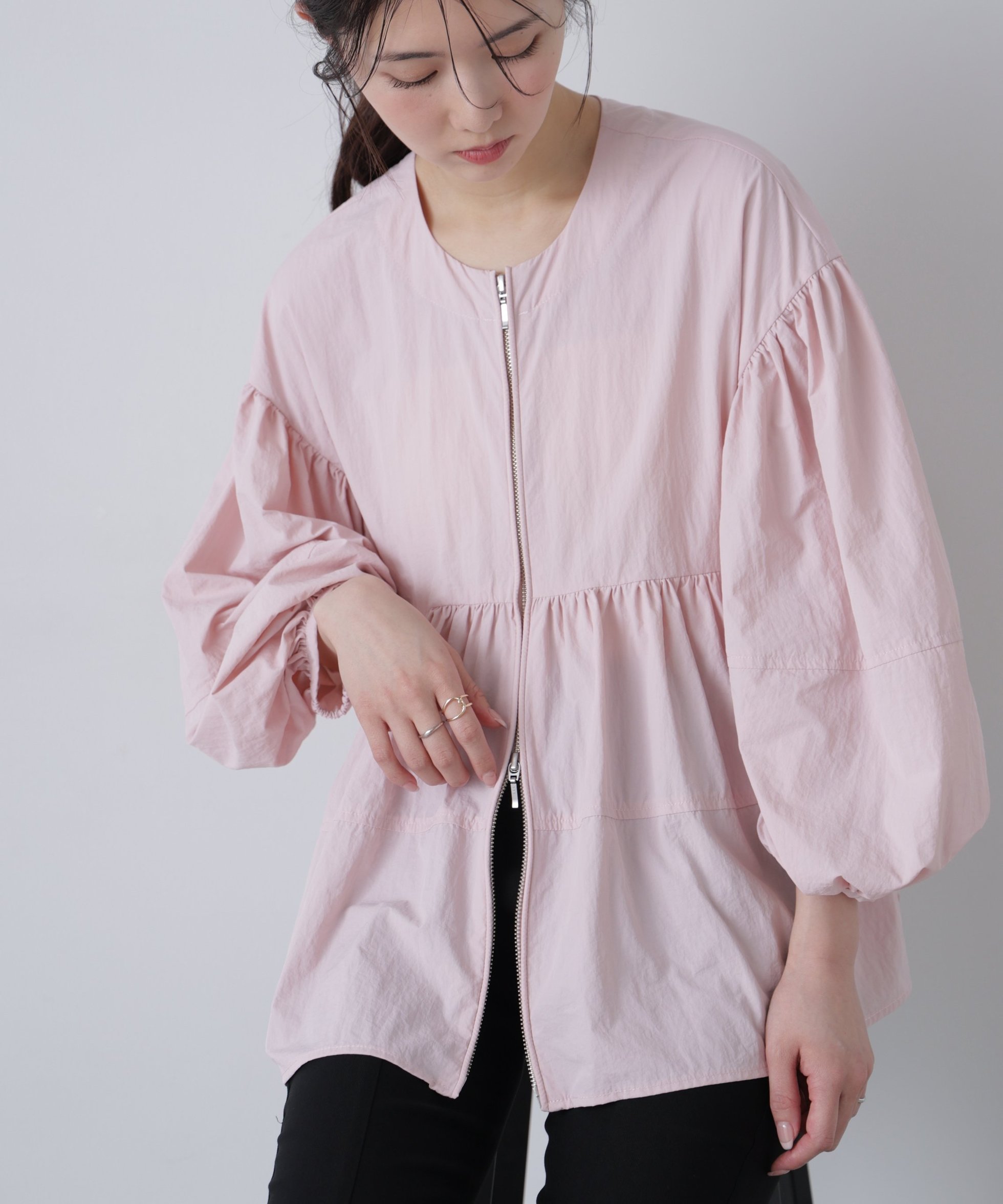 【フリーズマート/FREE'S MART】のMFM ティアードジップライトブルゾン インテリア・キッズ・メンズ・レディースファッション・服の通販 founy(ファニー) 　ファッション　Fashion　レディースファッション　Fashion for Women　アウター　Coat / Outerwear Collection　ブルゾンジャケット・スポーティアウター　Blouson Jackets　おすすめ　Recommended / Our Picks　ショート　Short, Short Length　デニム　Denim, Jeans Material　ブルゾン　Blouson, Bomber Jacket　軽量　Lightweight, Ultra Light　ピンク|ID: prp329100004697272 ipo3291000000033920508