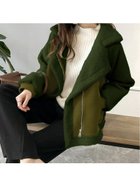 【ジュノア/JUNOAH】のフェイクムートンボアライダースジャケット グリーン|ID: prp329100004697283 ipo3291000000033920595