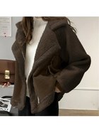 【ジュノア/JUNOAH】のフェイクムートンボアライダースジャケット ダークブラウン|ID: prp329100004697283 ipo3291000000033920599