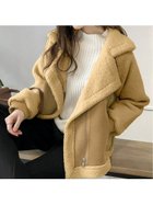【ジュノア/JUNOAH】のフェイクムートンボアライダースジャケット ライトベージュ|ID: prp329100004697283 ipo3291000000033920604