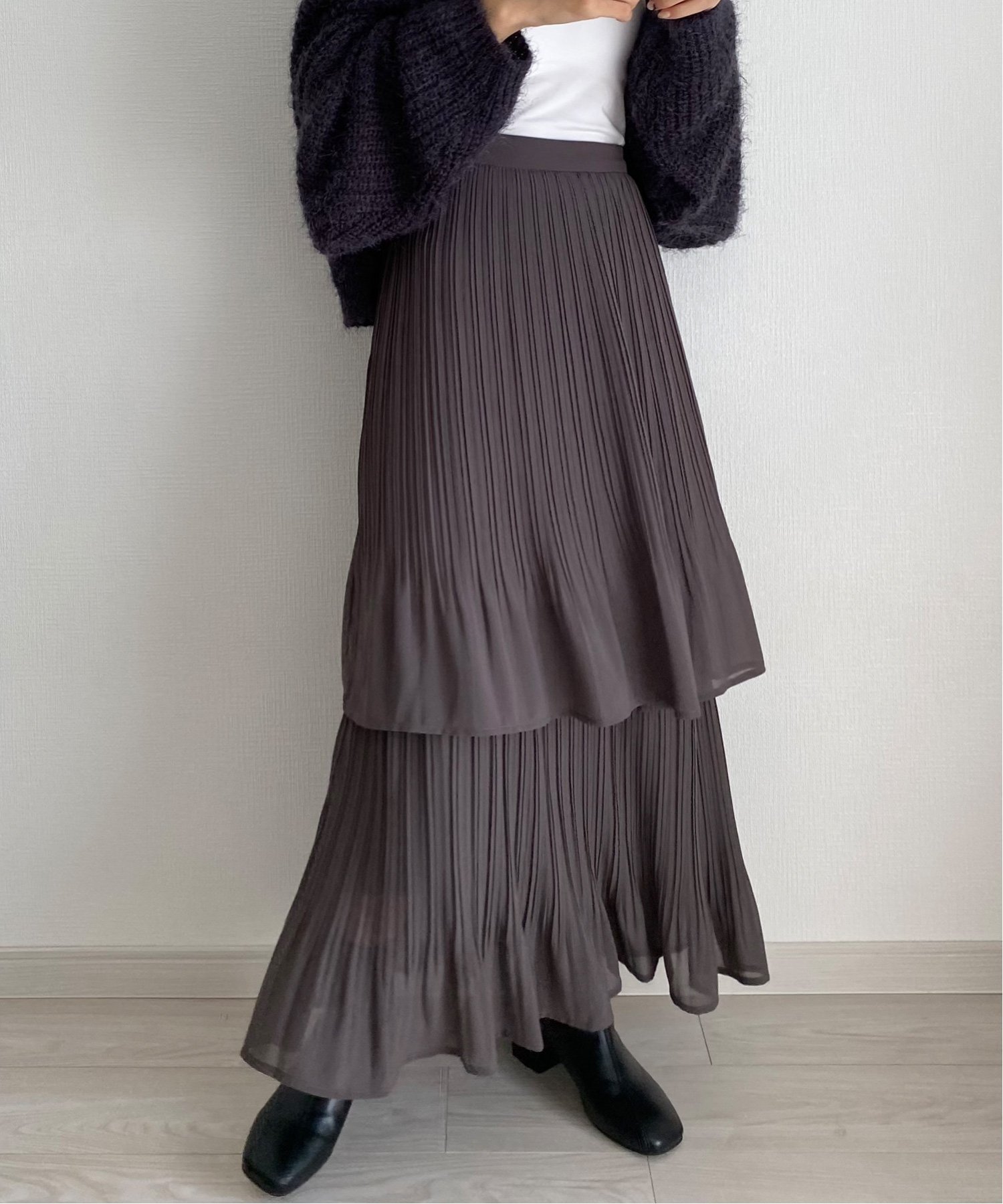 【ジュノア/JUNOAH】のcallautia プリーツスカート インテリア・キッズ・メンズ・レディースファッション・服の通販 founy(ファニー) 　ファッション　Fashion　レディースファッション　Fashion for Women　スカート　Skirts　プリーツスカート / 上品フェミニンスタイル　Pleated Skirts　プリーツ　Pleats, Pleated　チャコールブラウン|ID: prp329100004697337 ipo3291000000033920818
