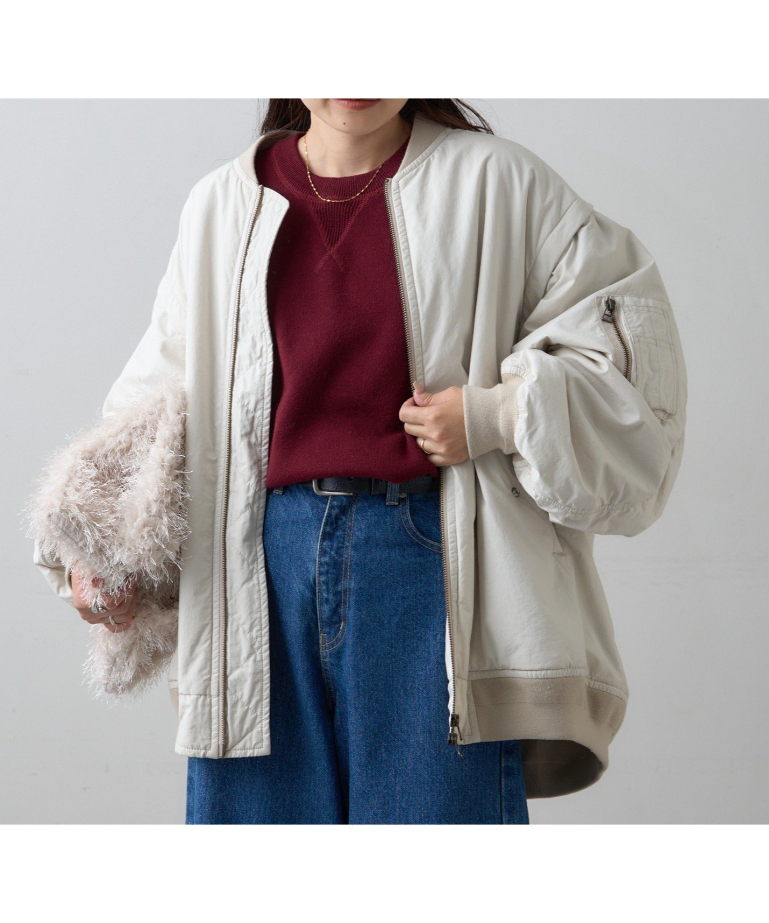 【チャオパニックティピー/CIAOPANIC TYPY】の累計販売数2万枚!【新色登場/ユニセックス】ボリュームスリーブMA-1 インテリア・キッズ・メンズ・レディースファッション・服の通販 founy(ファニー) 　ファッション　Fashion　レディースファッション　Fashion for Women　アウター　Coat / Outerwear Collection　MA-1ジャケット　MA-1 Bomber Jackets / Flight Jackets　トップス・カットソー　Cut & Sew Tops　ボリューム袖・フリルスリーブブラウス　Voluminous & Ruffle Sleeves / Puffy Sleeve Tops　軽量　Lightweight, Ultra Light　スリーブ　Sleeve, Long Sleeve / Short Sleeve　デニム　Denim, Jeans Material　フレア　Flare, Flared　ベスト　Vest, Waistcoat　ボーダー　Border, Stripe　ロング　Long, Long-Length　冬　Winter / This Winter　おすすめ　Recommended / Our Picks　オフホワイト|ID: prp329100004697381 ipo3291000000034769771