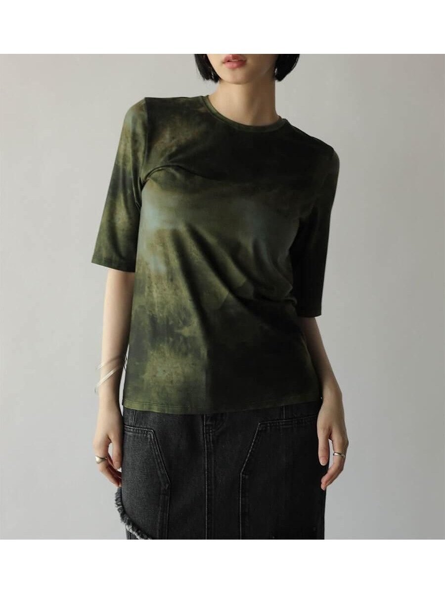 【ラシュッド/LASUD】のタイダイプリントパイピングトップス 人気、トレンドファッション・服の通販 founy(ファニー) 　ファッション　Fashion　レディースファッション　Fashion for Women　トップス・カットソー　Cut & Sew Tops　シンプル　Simple, Minimal　ストレッチ　Stretch, Stretchy Fabric　パターン　Pattern, Design Print　エレガント 上品　Elegant　 other-1|ID: prp329100004697419 ipo3291000000033921179