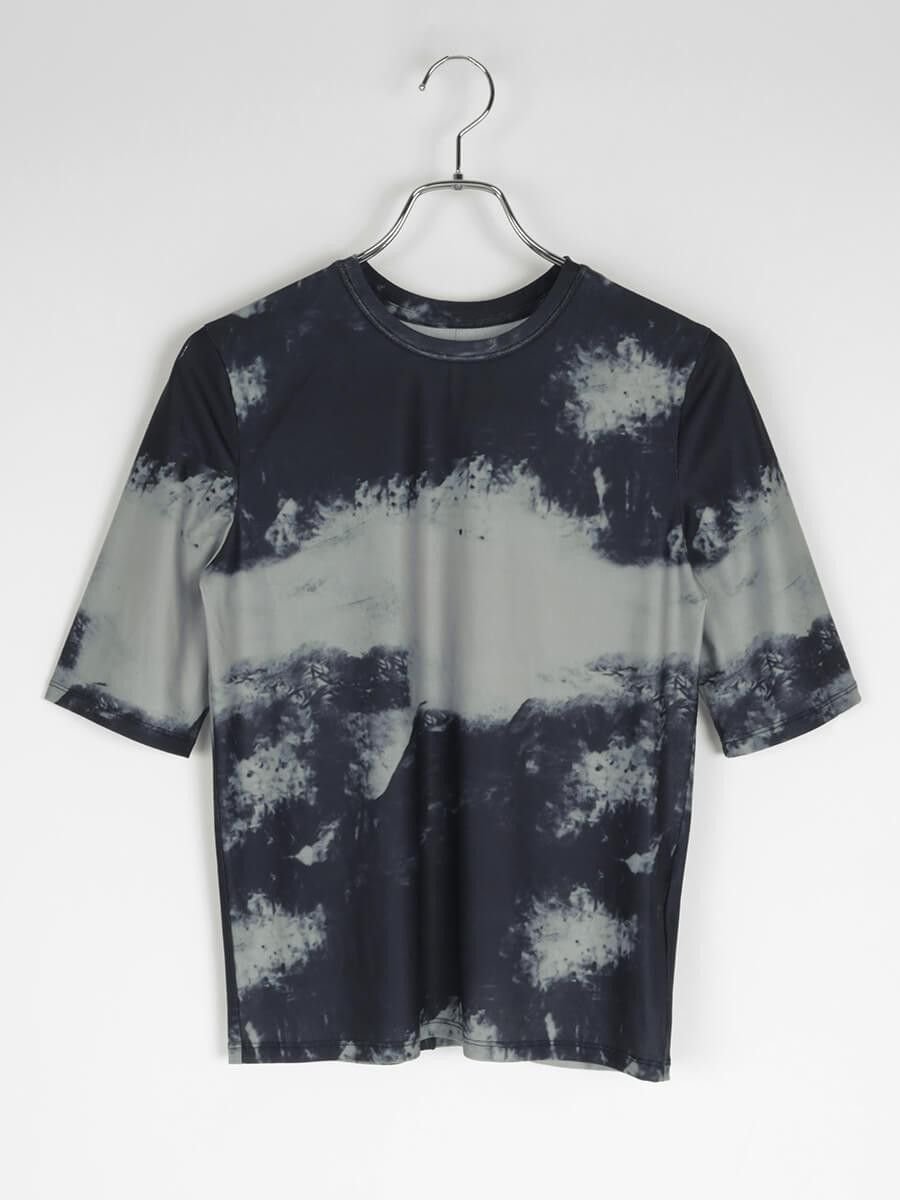 【ラシュッド/LASUD】のタイダイプリントパイピングトップス インテリア・キッズ・メンズ・レディースファッション・服の通販 founy(ファニー) 　ファッション　Fashion　レディースファッション　Fashion for Women　トップス・カットソー　Cut & Sew Tops　シンプル　Simple, Minimal　ストレッチ　Stretch, Stretchy Fabric　パターン　Pattern, Design Print　エレガント 上品　Elegant　グレー|ID: prp329100004697419 ipo3291000000033921182