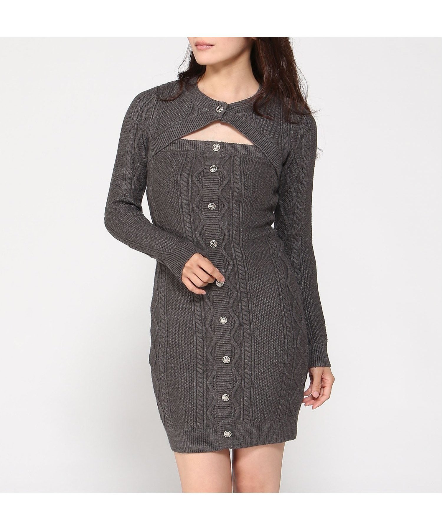 【ゲス/GUESS】のGUESS/Shrug Cable Daphne Dress インテリア・キッズ・メンズ・レディースファッション・服の通販 founy(ファニー) 　ファッション　Fashion　レディースファッション　Fashion for Women　ワンピース　Dresses　フォーマル・パーティードレス・結婚式用ドレス　Elegant & Casual Dresses　チャコールグレー|ID: prp329100004697432 ipo3291000000033921227