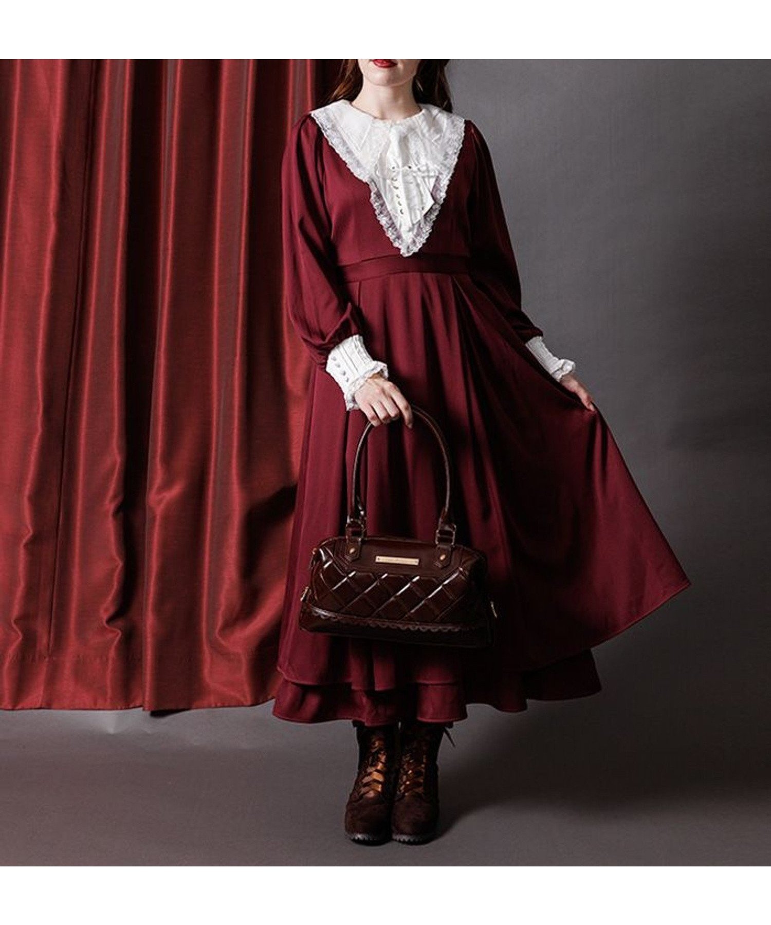 【アクシーズファム/axes femme】のルリジューズレースアップワンピース 人気、トレンドファッション・服の通販 founy(ファニー) 　ファッション　Fashion　レディースファッション　Fashion for Women　ワンピース　Dresses　おすすめ　Recommended / Our Picks　オーガンジー　Organza Fabric　カフス　Cuff Design　クラシカル　Classical, Vintage-Inspired　シャーリング　Shirring, Ruched　ブロッキング　Color Blocking, Panel Design　リボン　Ribbon, Bow　レース　Lace, Lace Fabric　秋　Autumn　 other-1|ID: prp329100004697538 ipo3291000000033990789