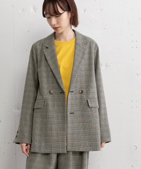 【プードゥドゥ/POU DOU DOU】のダブルブレストテーラードジャケット 人気、トレンドファッション・服の通販 founy(ファニー) ファッション Fashion レディースファッション Fashion for Women アウター Coat / Outerwear Collection レディースジャケット・軽アウター Jackets テーラードジャケット / 通勤・きれいめスタイル Tailored Jackets & Blazers クラシック Classic, Timeless Style シンプル Simple, Minimal スマート Smart, Elegant セットアップ Set-Up, Coordinated Outfit ダブル Double, Double-Breasted チェック Check, Plaid, Tartan ポケット Pocket, Pocket Detail リラックス Relax, Relaxed Fit |ID:prp329100004697554